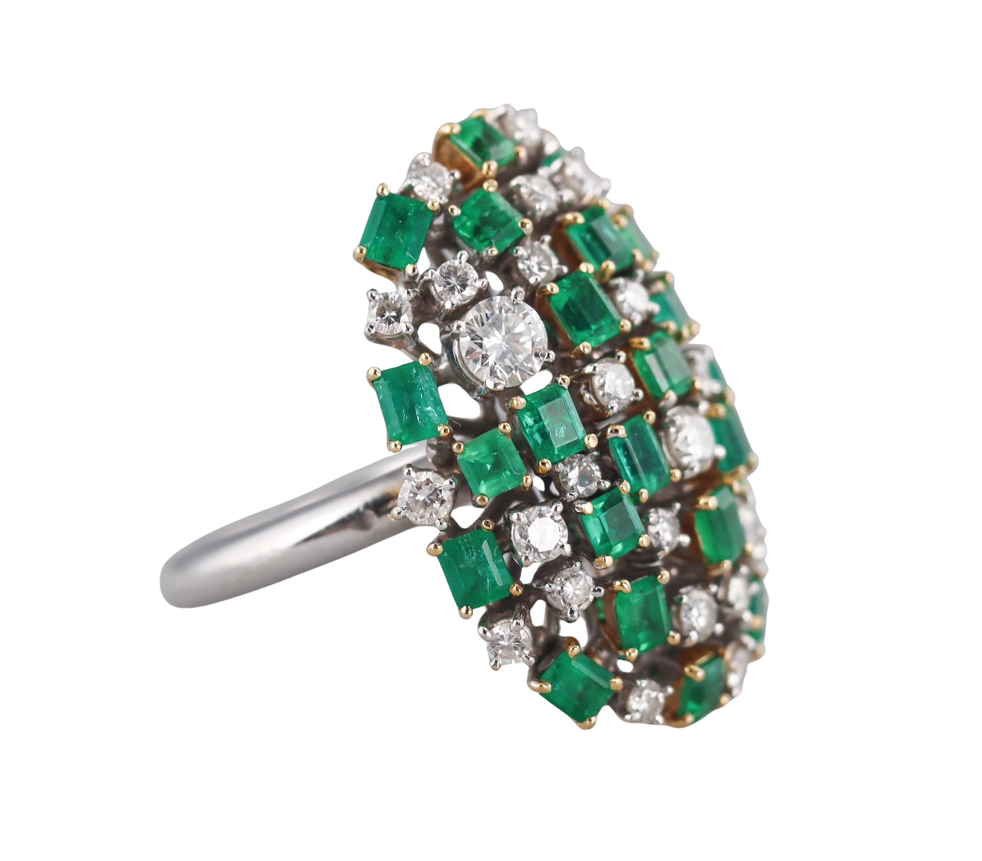 Diamond Emerald Gold Cocktail Ring