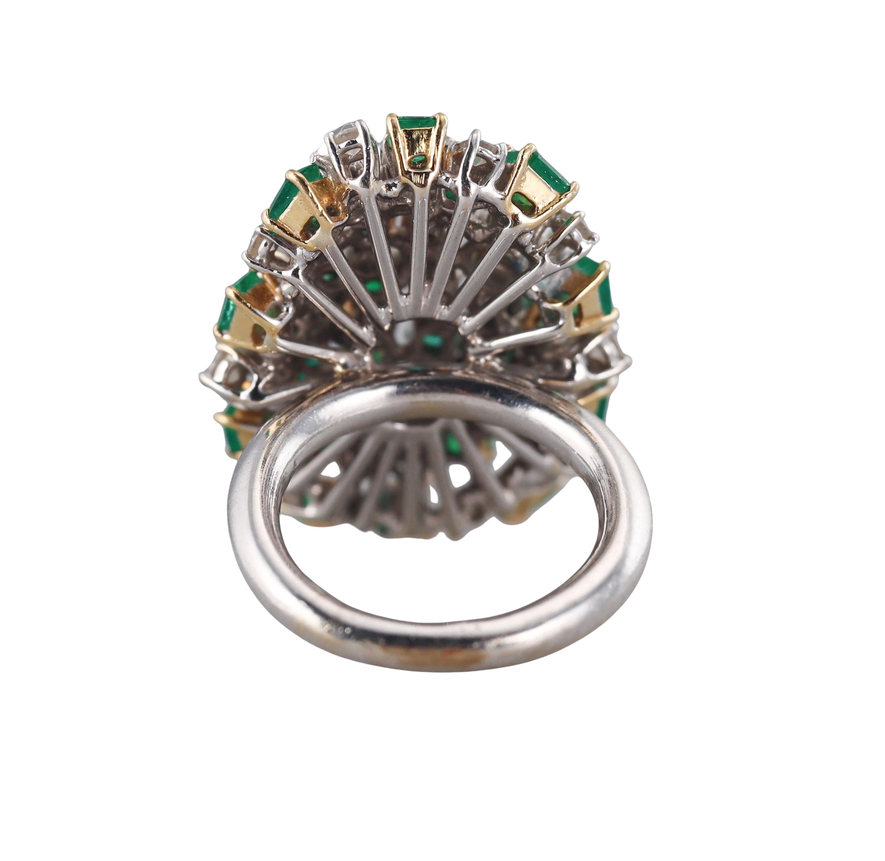 Diamond Emerald Gold Cocktail Ring