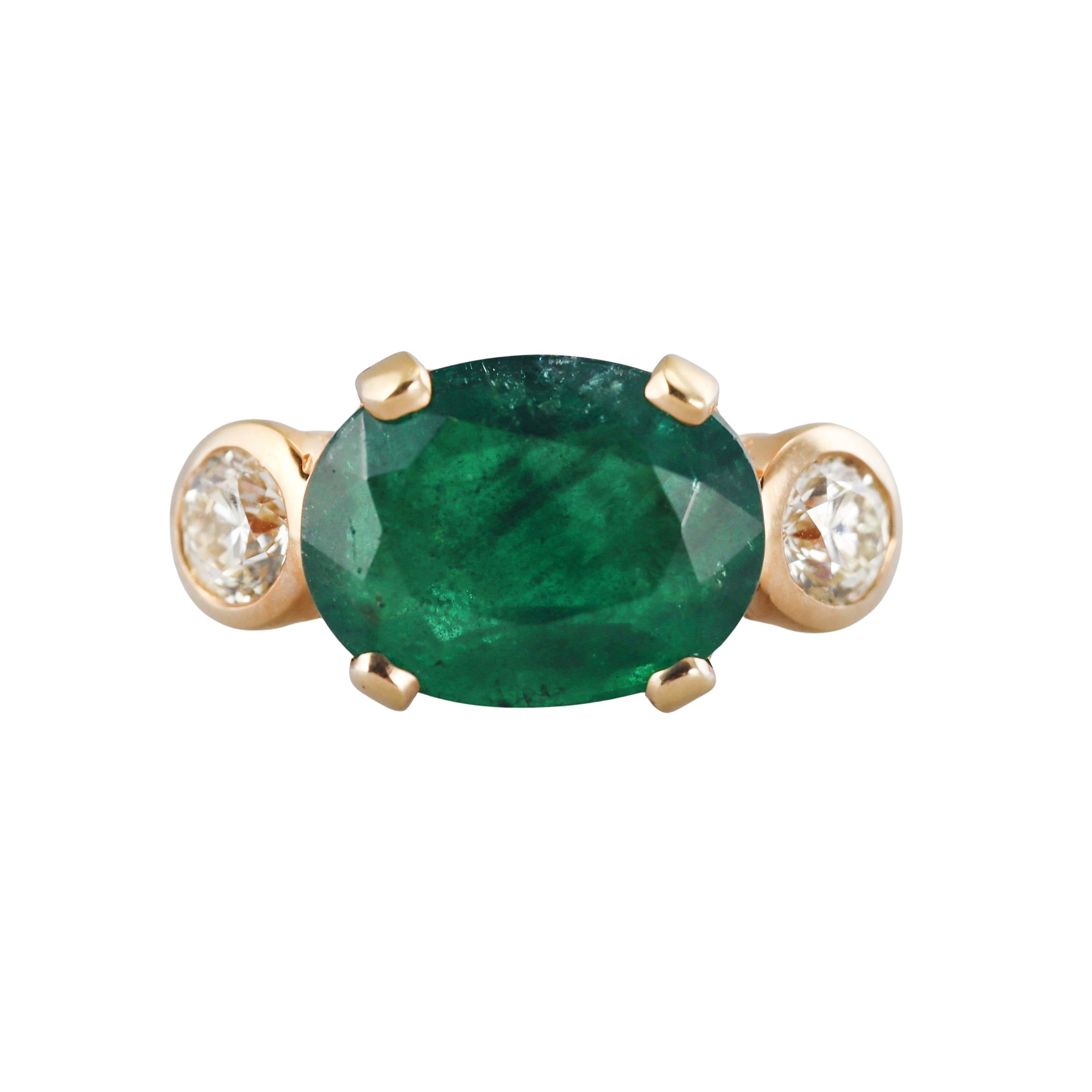 7.70 Carat Emerald Diamond Gold Ring