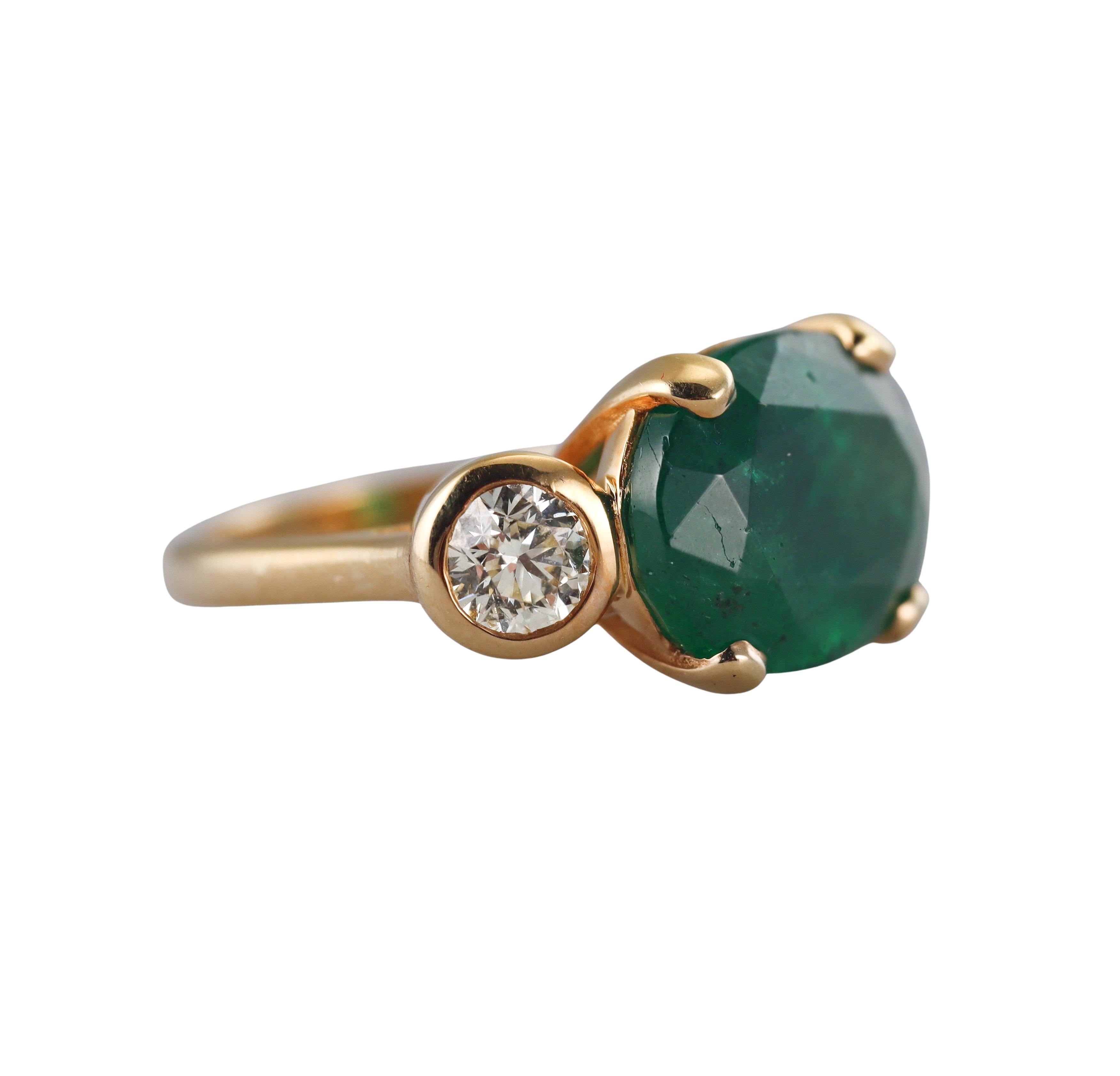 7.70 Carat Emerald Diamond Gold Ring