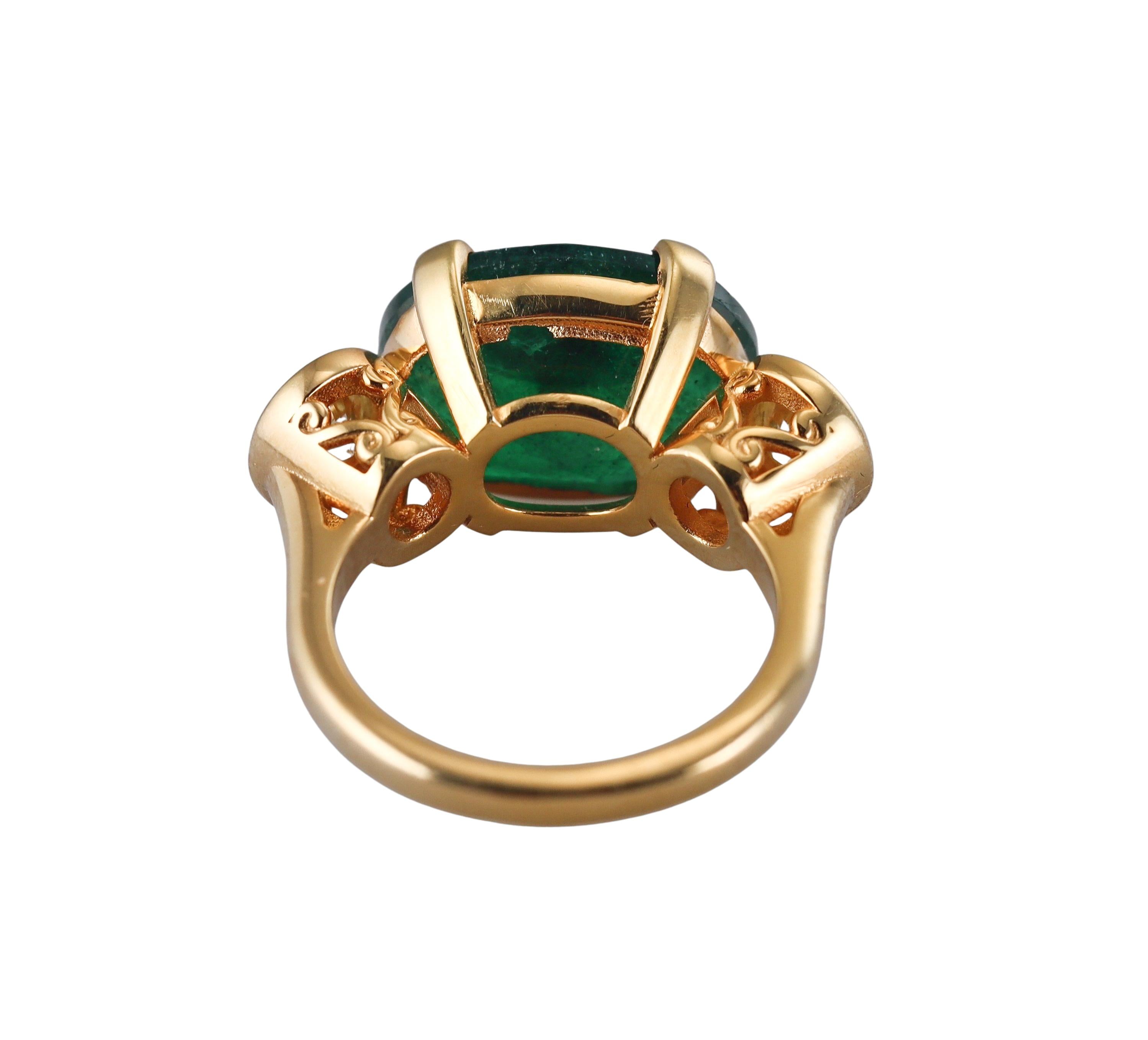 7.70 Carat Emerald Diamond Gold Ring
