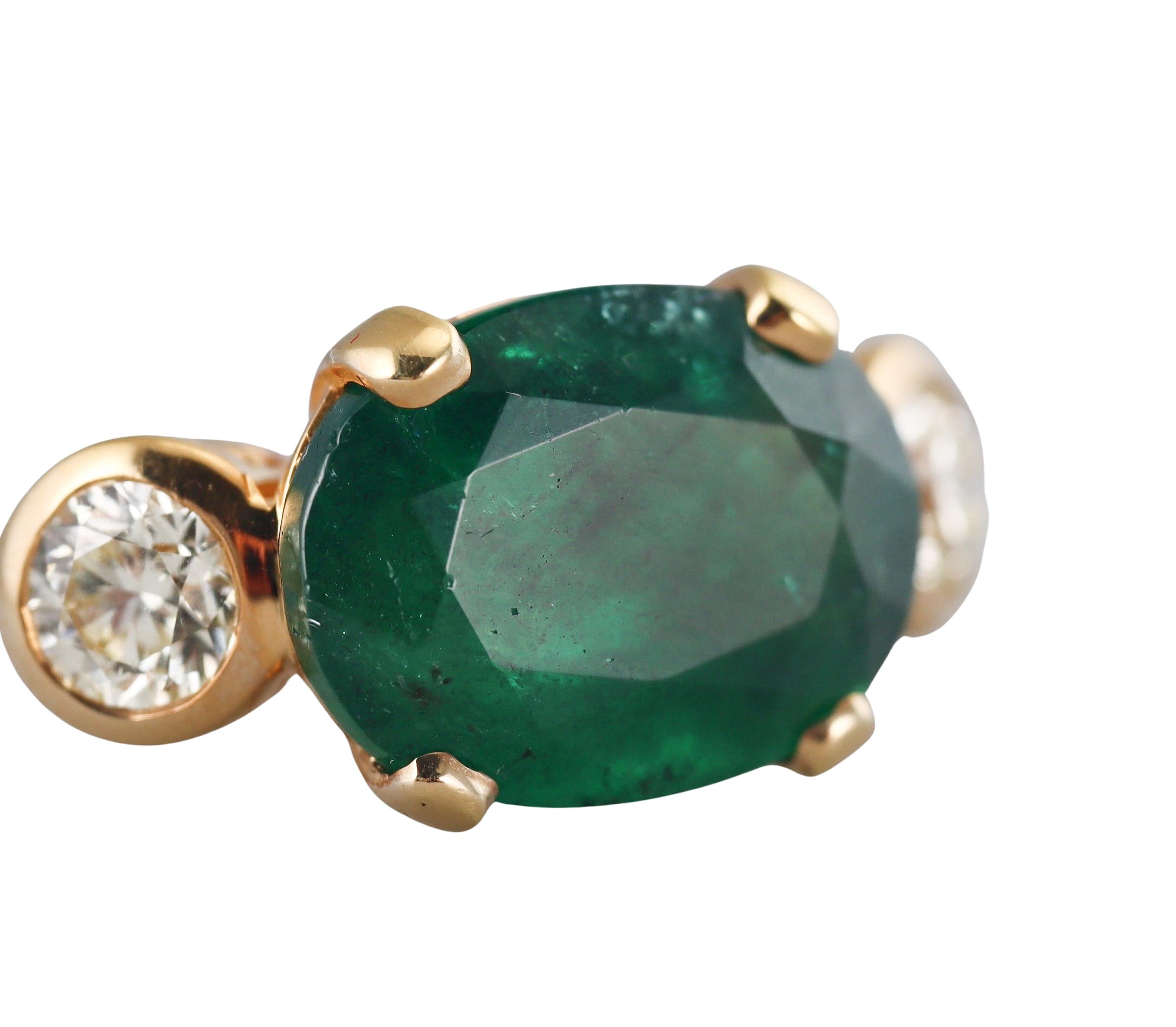 7.70 Carat Emerald Diamond Gold Ring