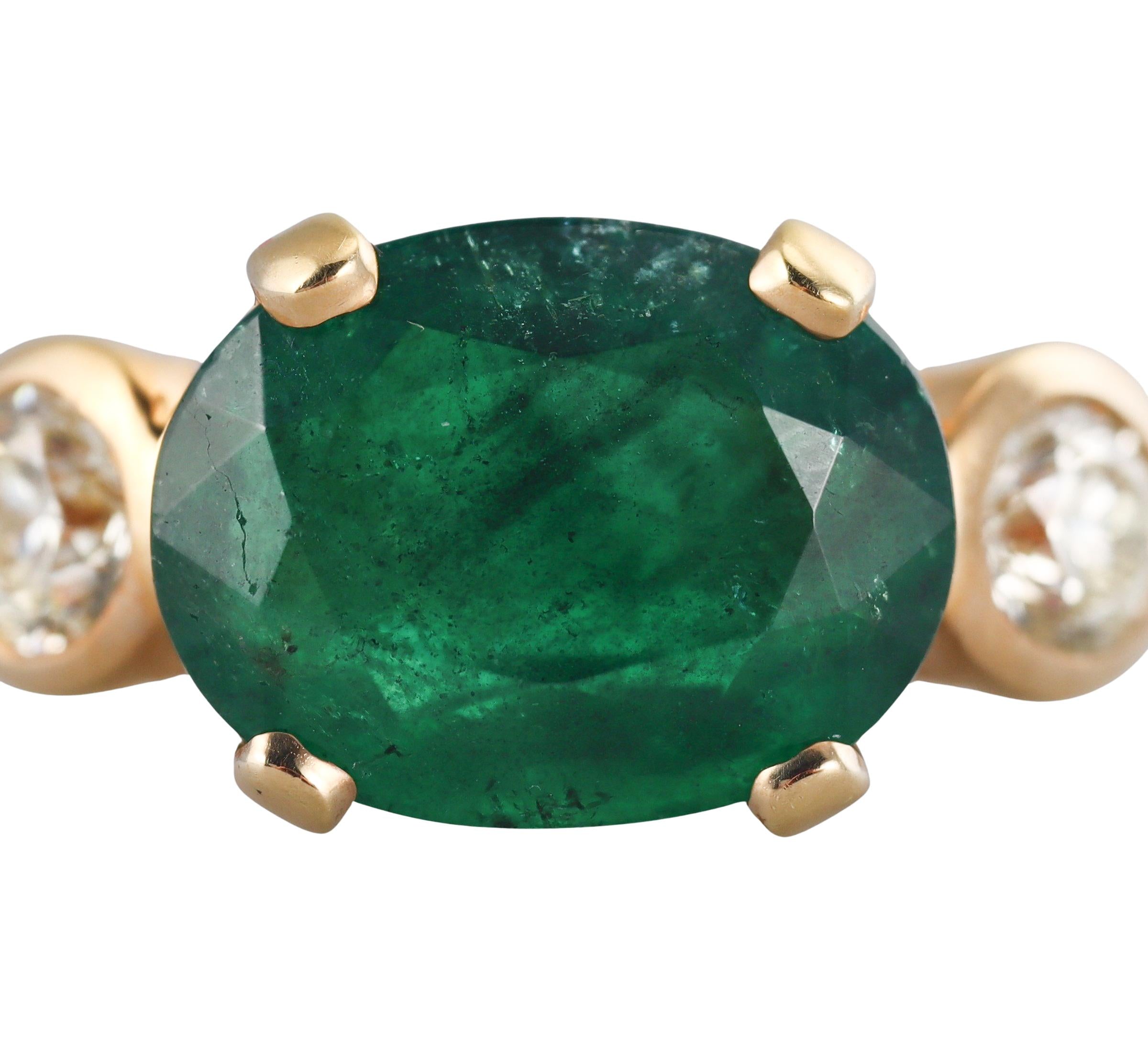 7.70 Carat Emerald Diamond Gold Ring