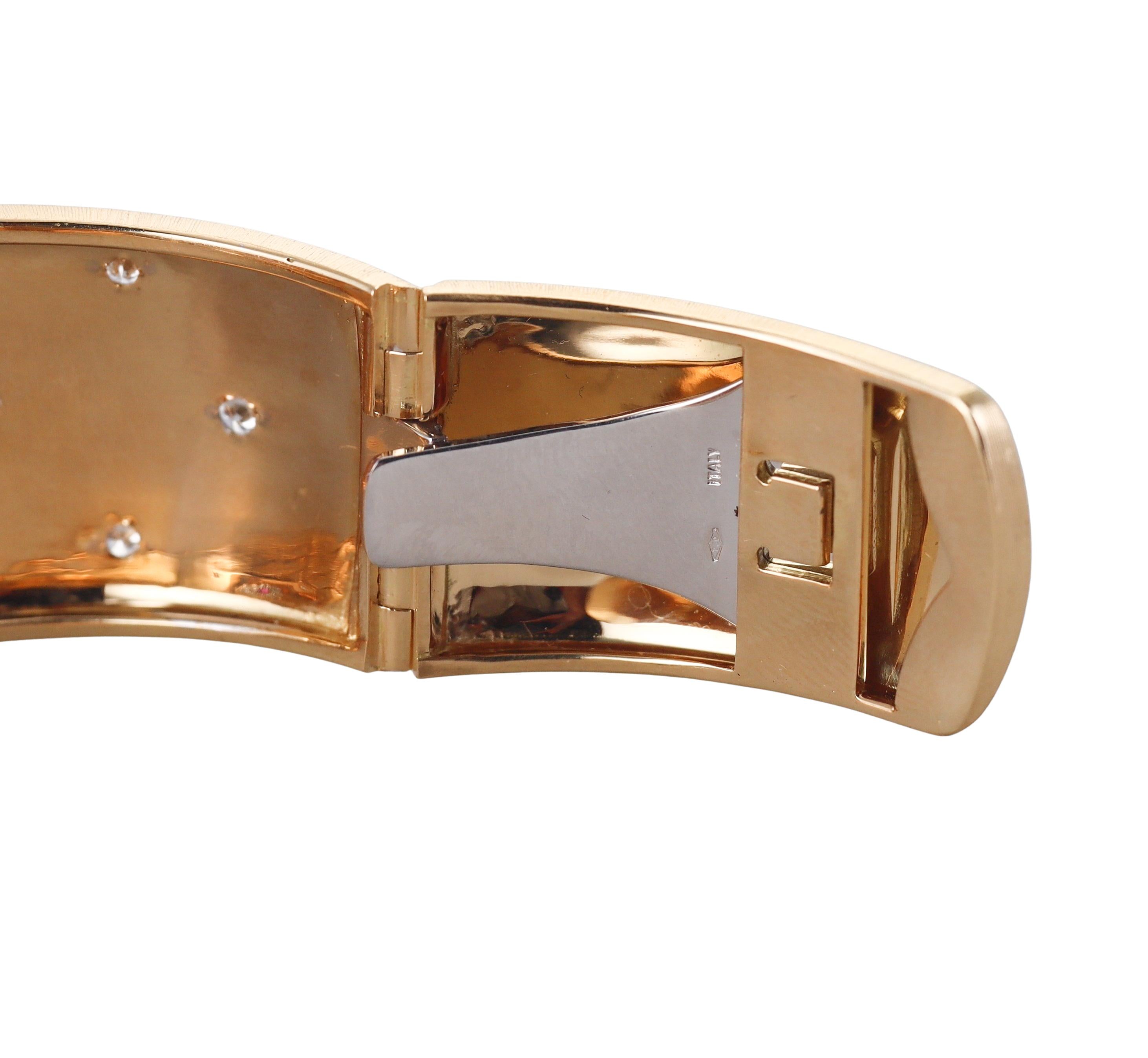 Italian Ruby Diamond Gold Classic Cuff Bracelet