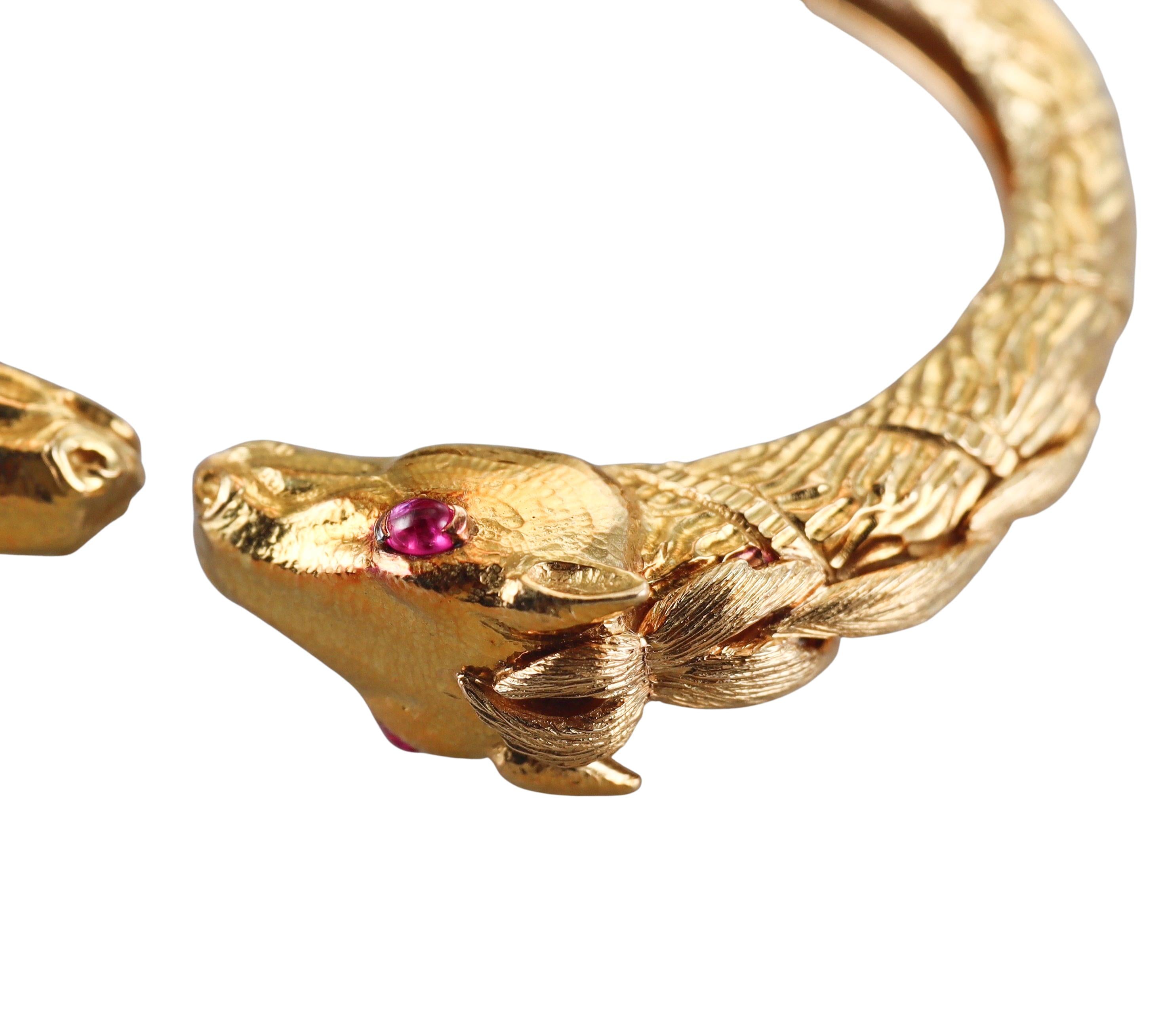 David Webb Ruby Gold Antelope Cuff Bracelet