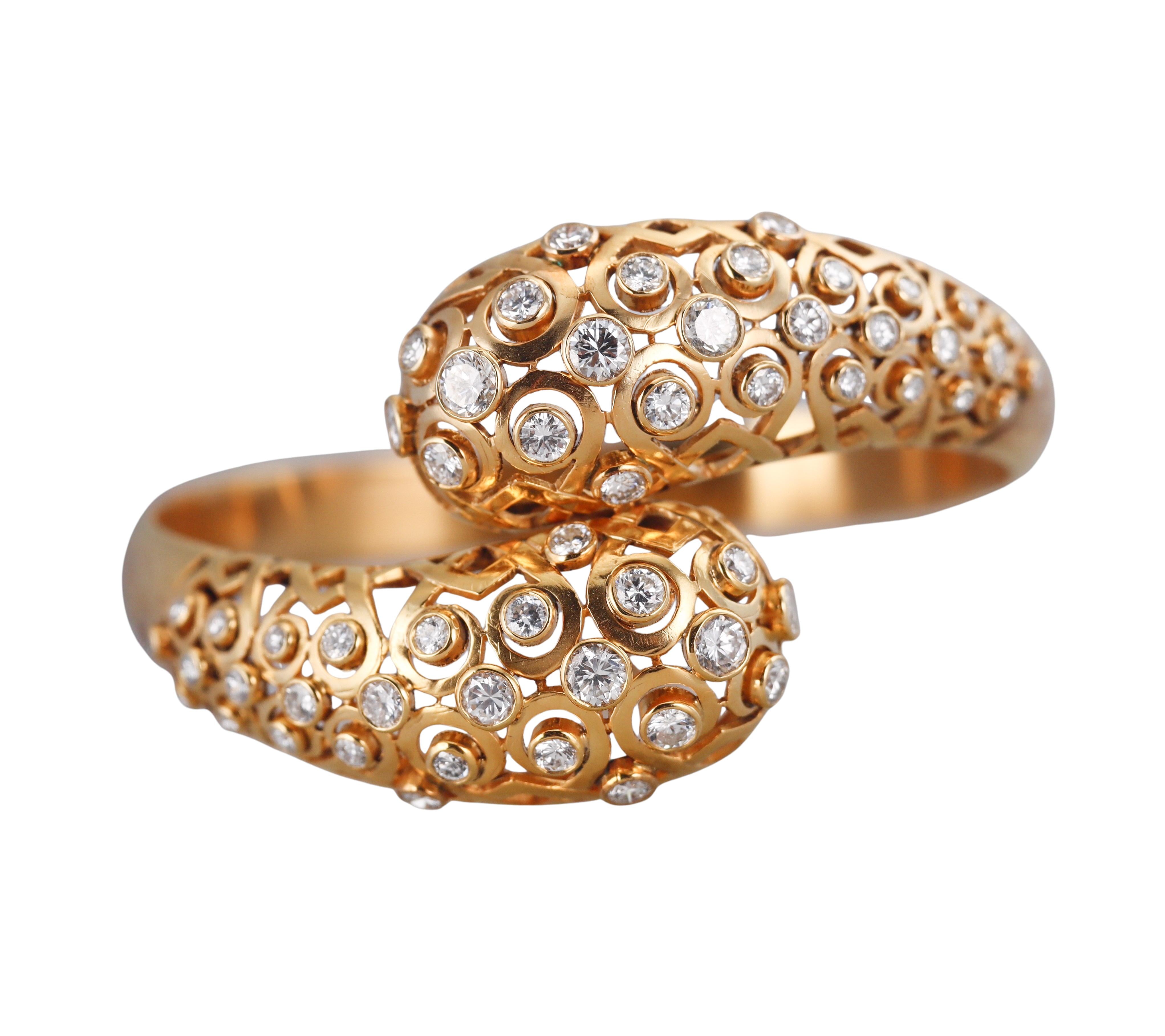 Diamond Gold Bypass Bangle Bracelet