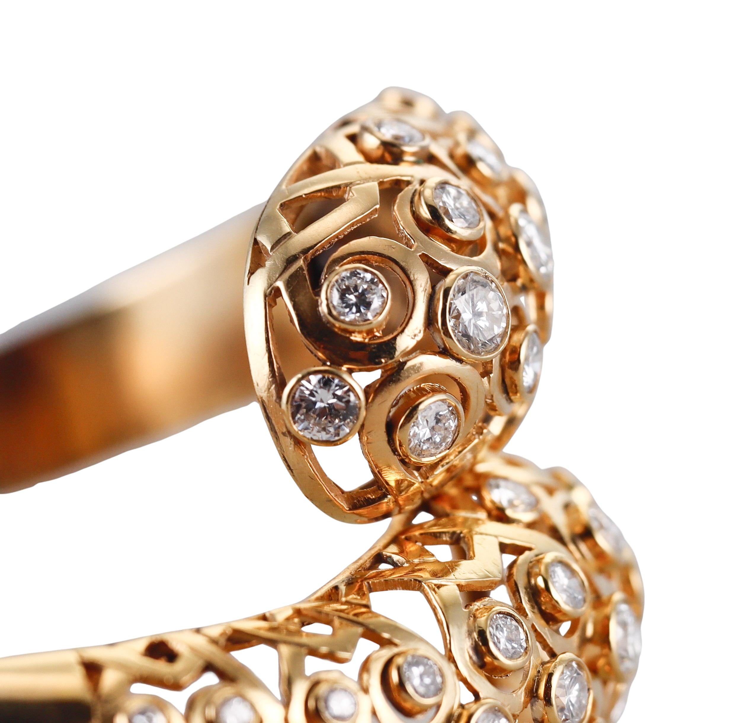 Diamond Gold Bypass Bangle Bracelet