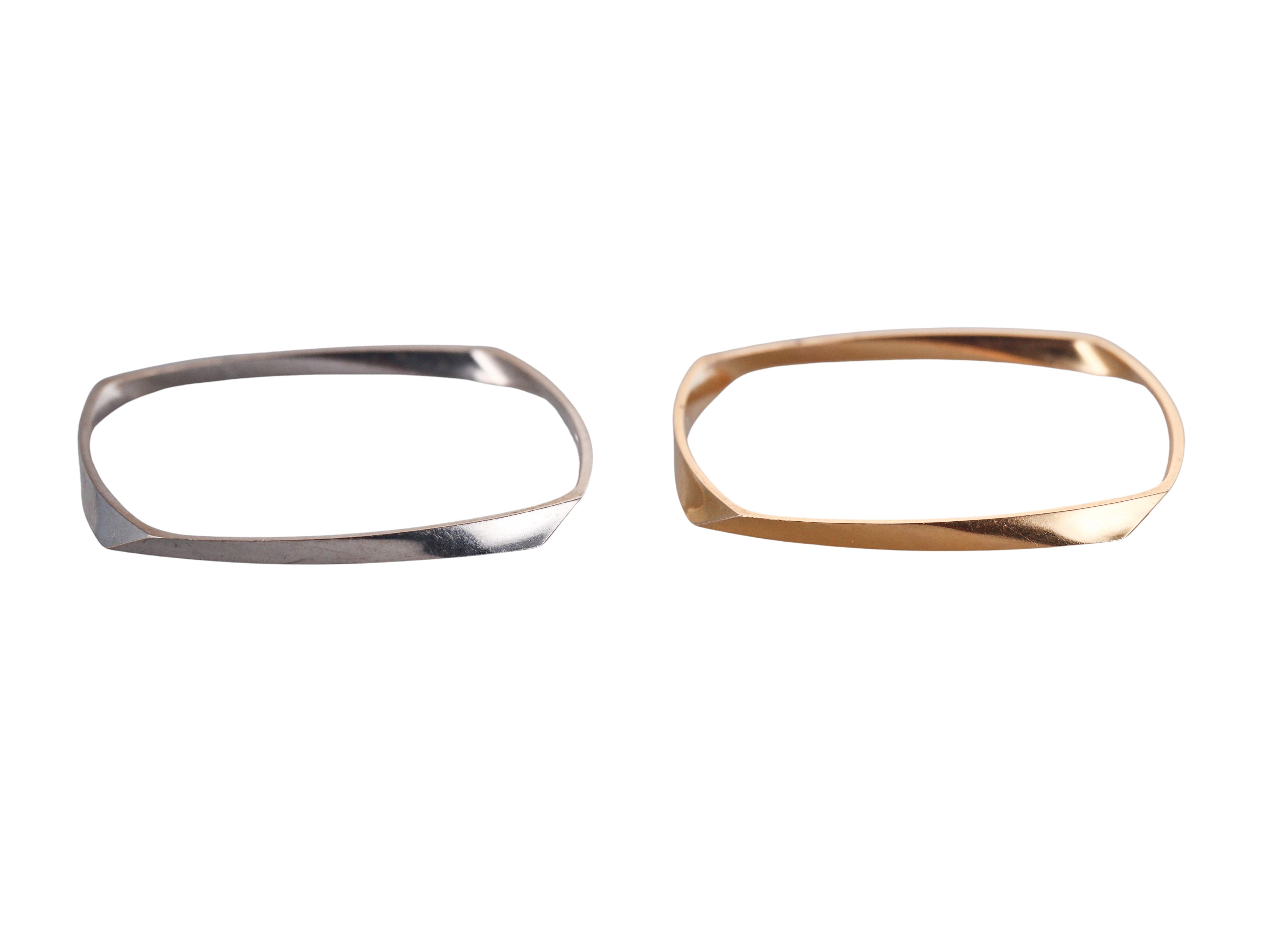 Tiffany & Co Gehry Torque White and Rose Gold Bangle Bracelet Set