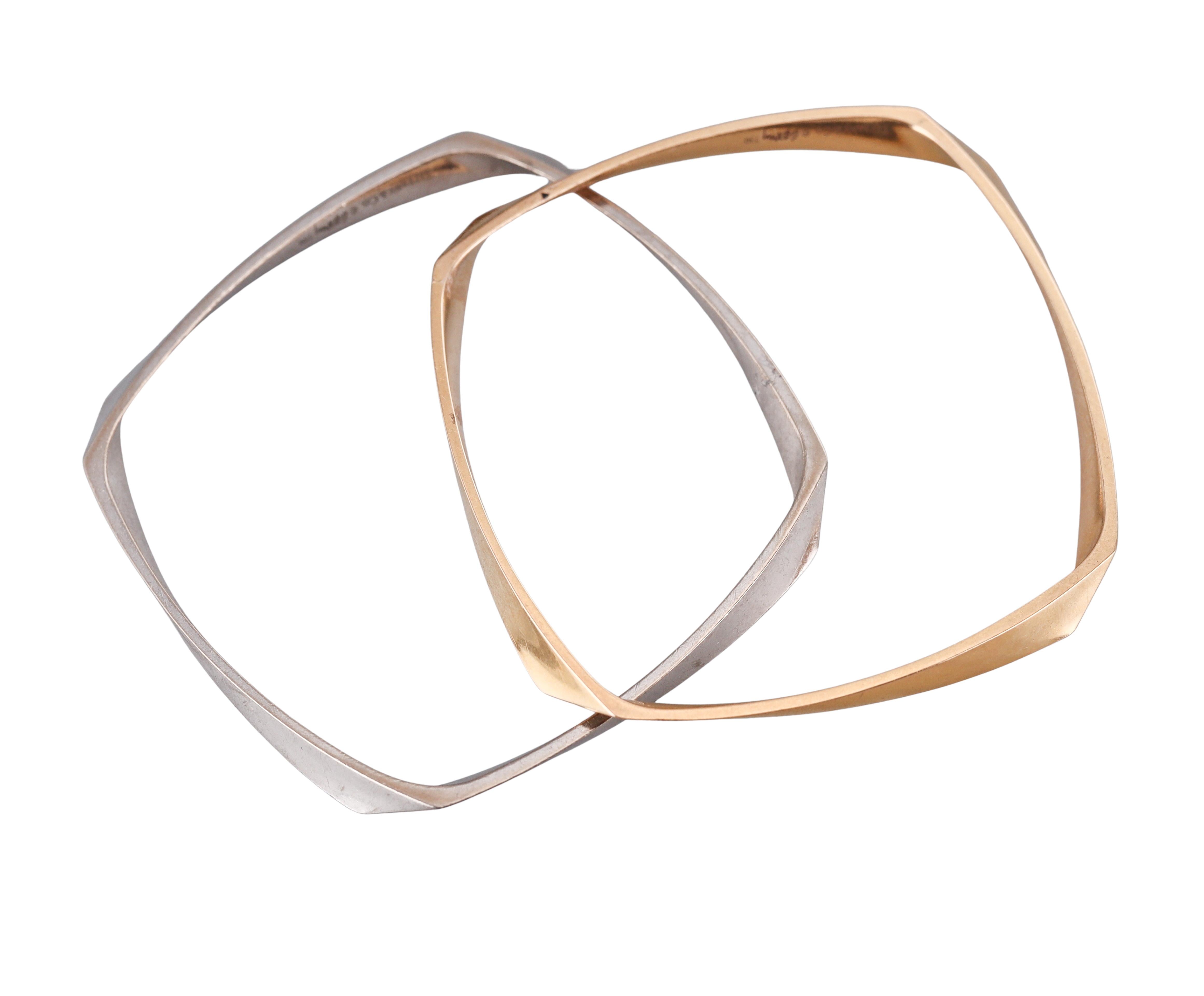 Tiffany & Co Gehry Torque White and Rose Gold Bangle Bracelet Set