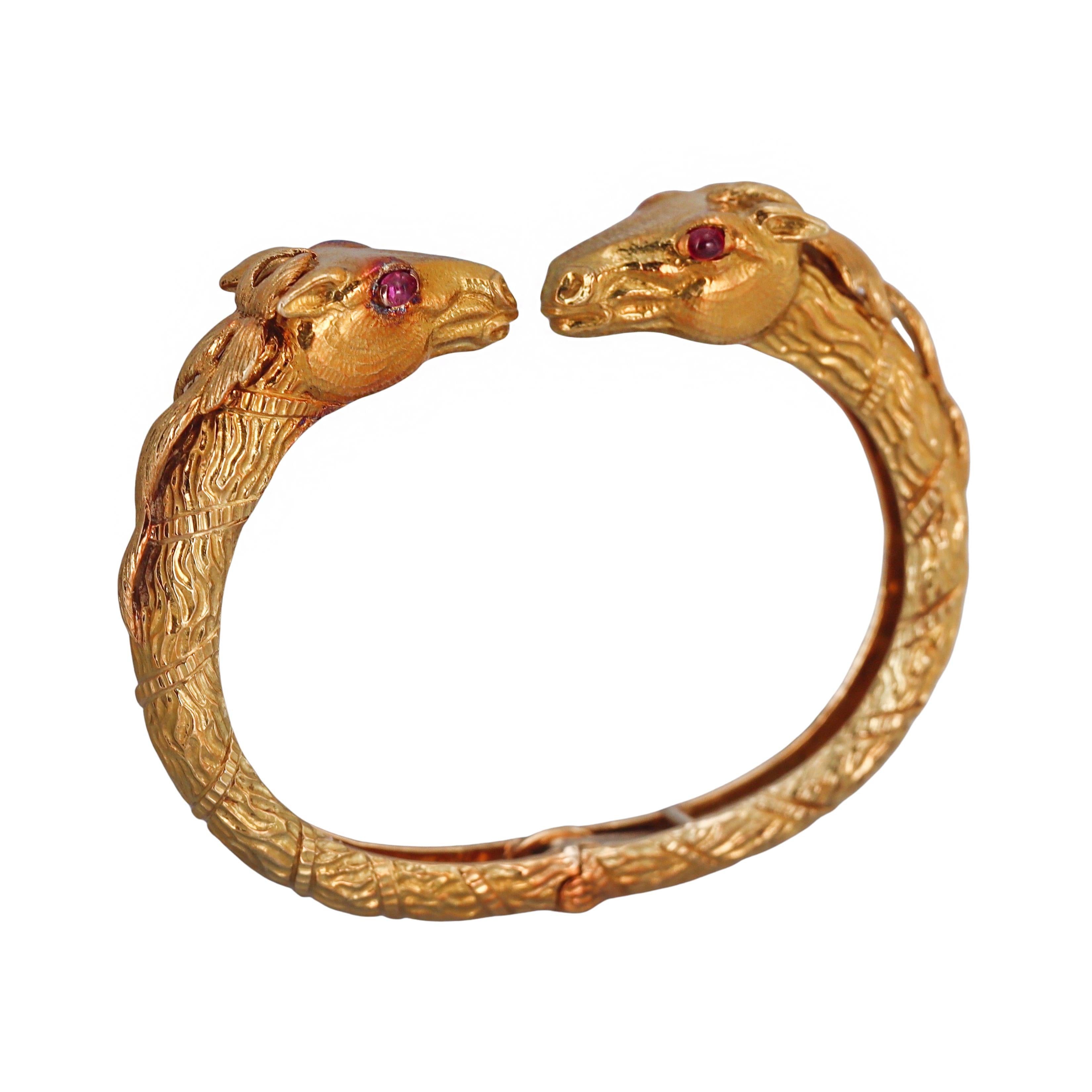 David Webb Ruby 18k Gold Antelope Bracelet
