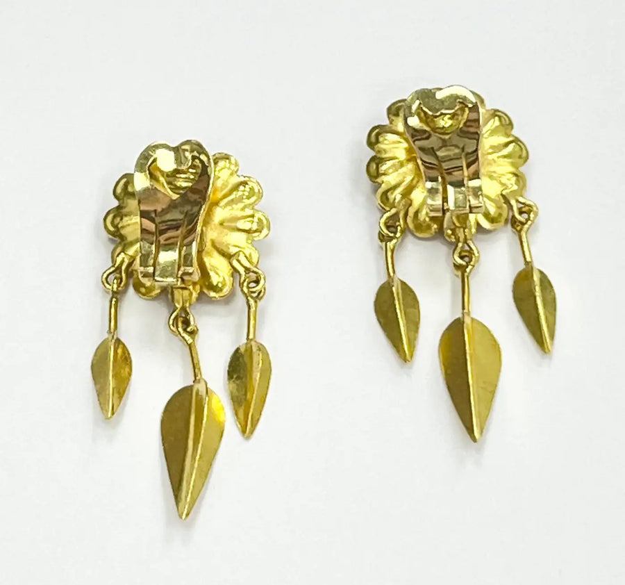 Ilias Lalaounis 18K Yellow Gold Flower Dangle Earrings