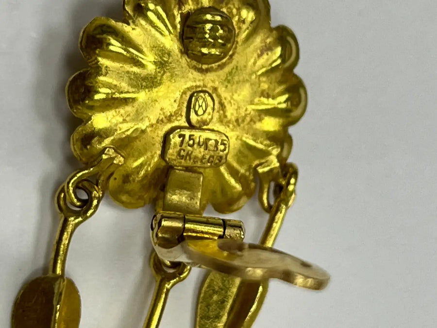 Ilias Lalaounis 18K Yellow Gold Flower Dangle Earrings