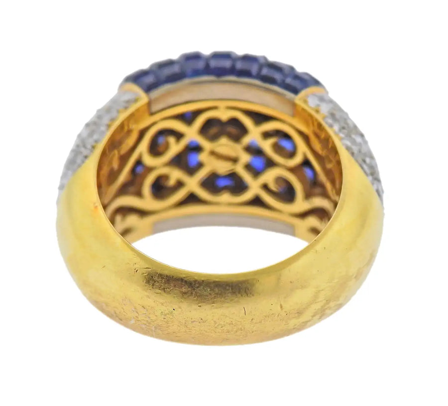 Invisible Set Sapphire Diamond Gold Ring
