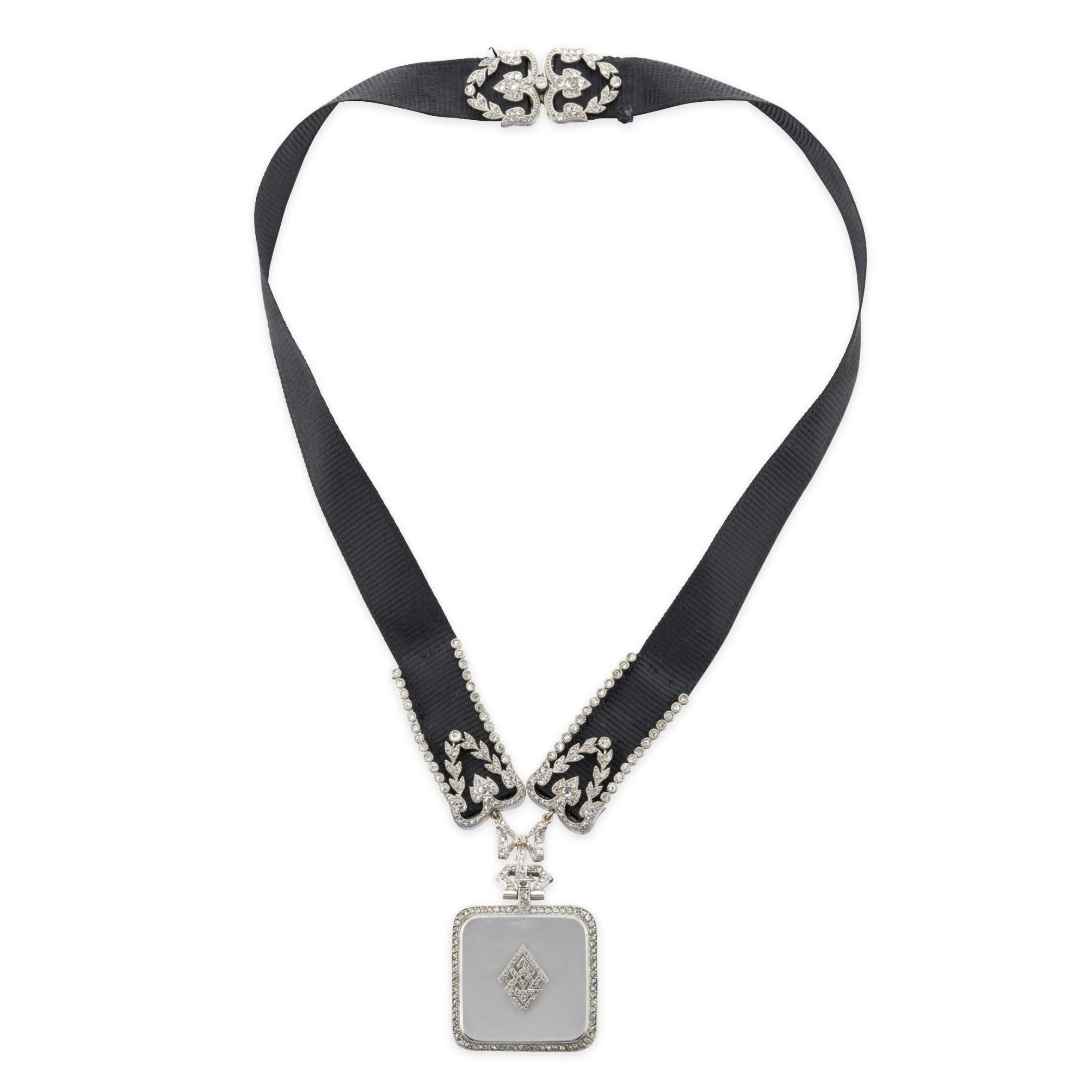 Cartier Art Deco Platinum and Diamond Pendant Watch