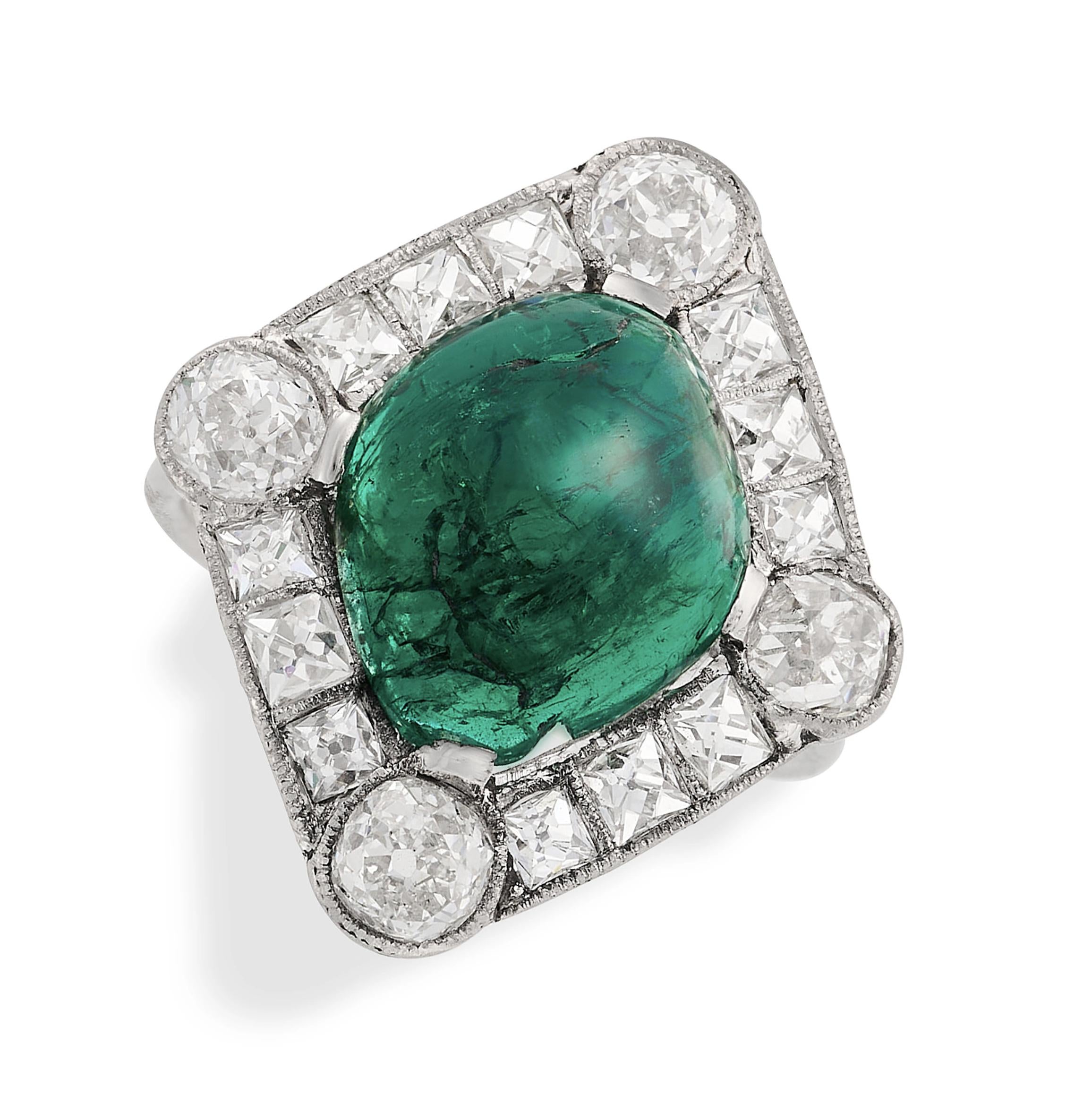 Cartier Platinum Emerald and Diamond Dress Ring