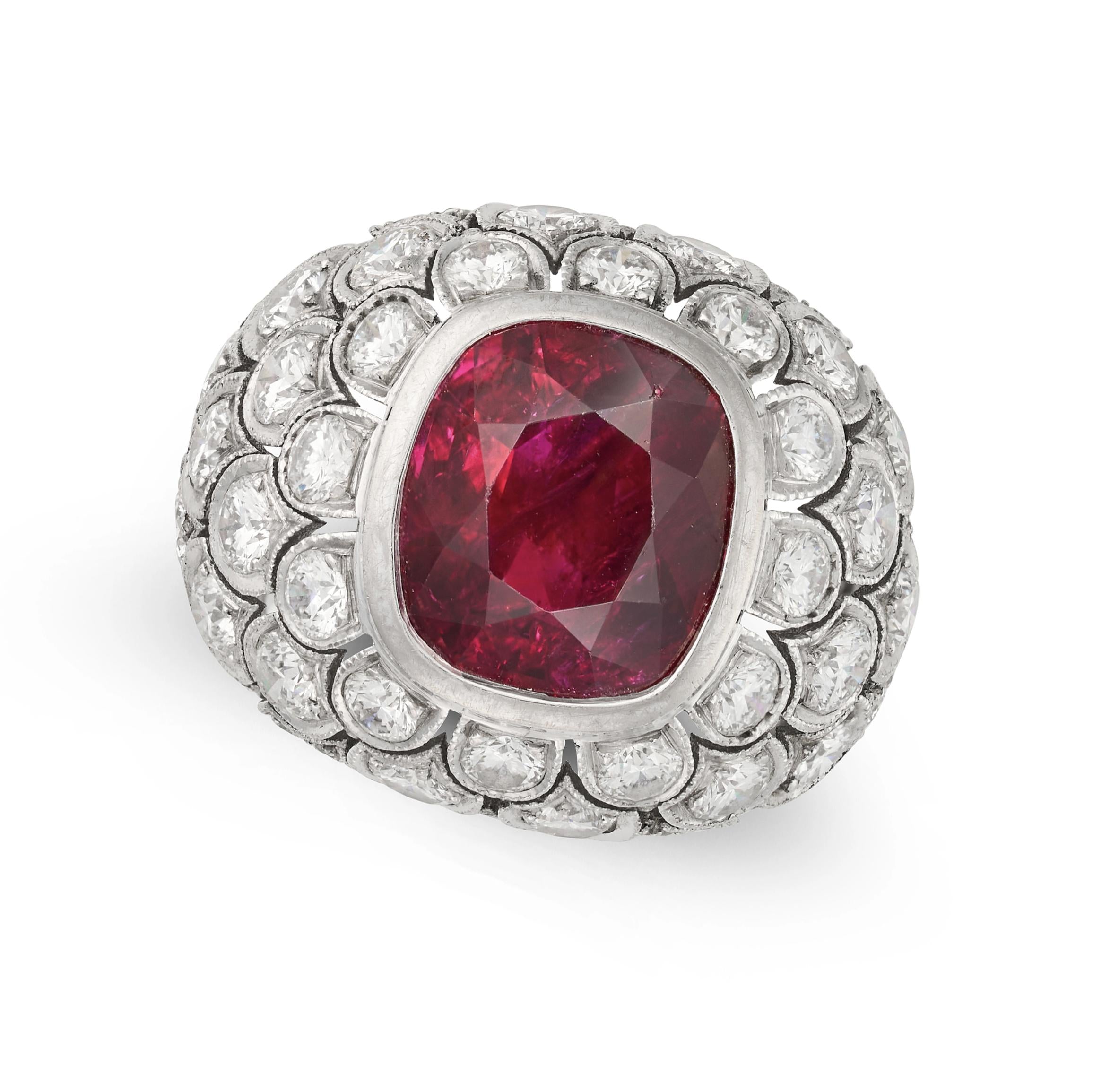 Burma Ruby and Diamond Ring