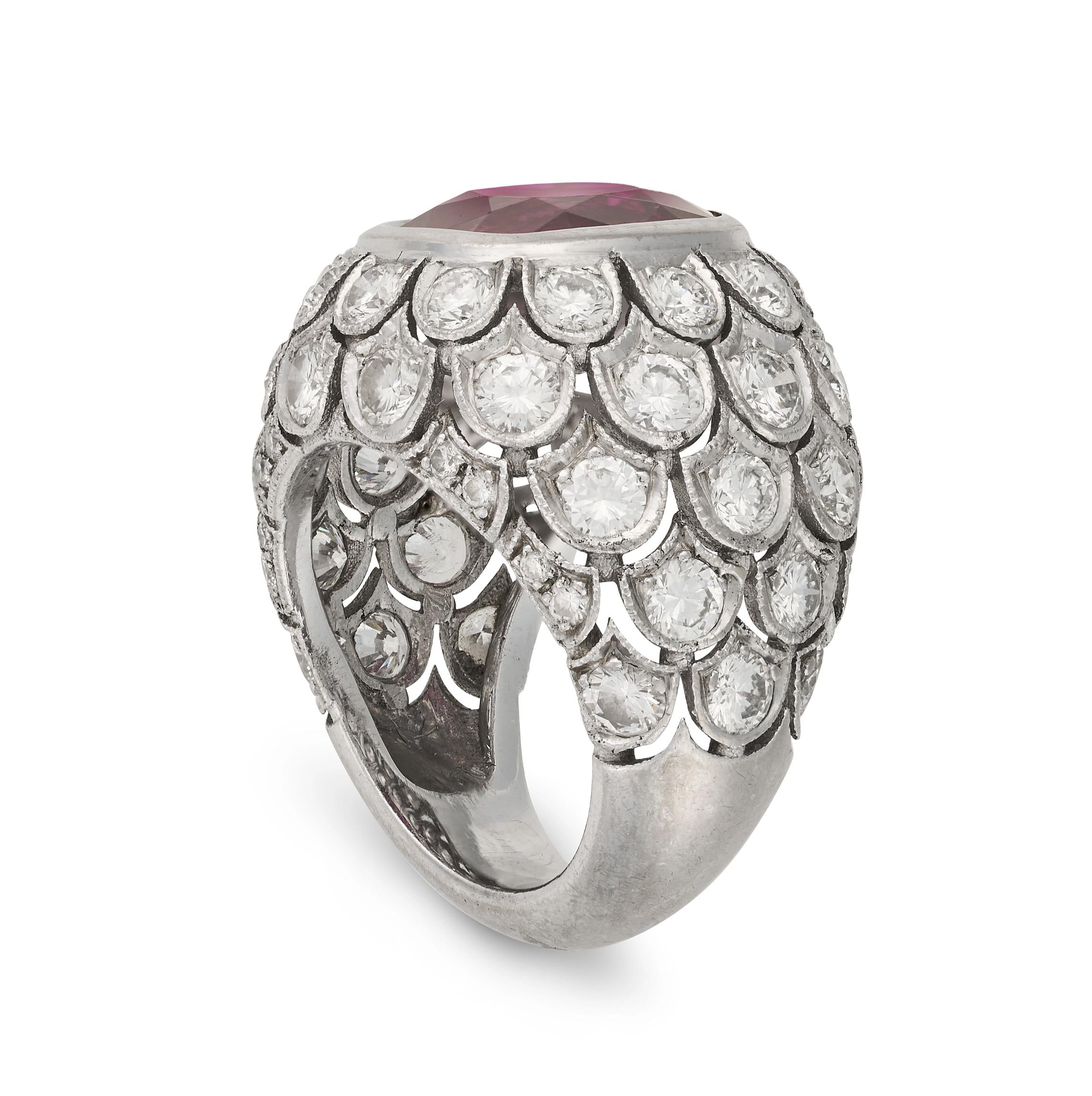Burma Ruby and Diamond Ring