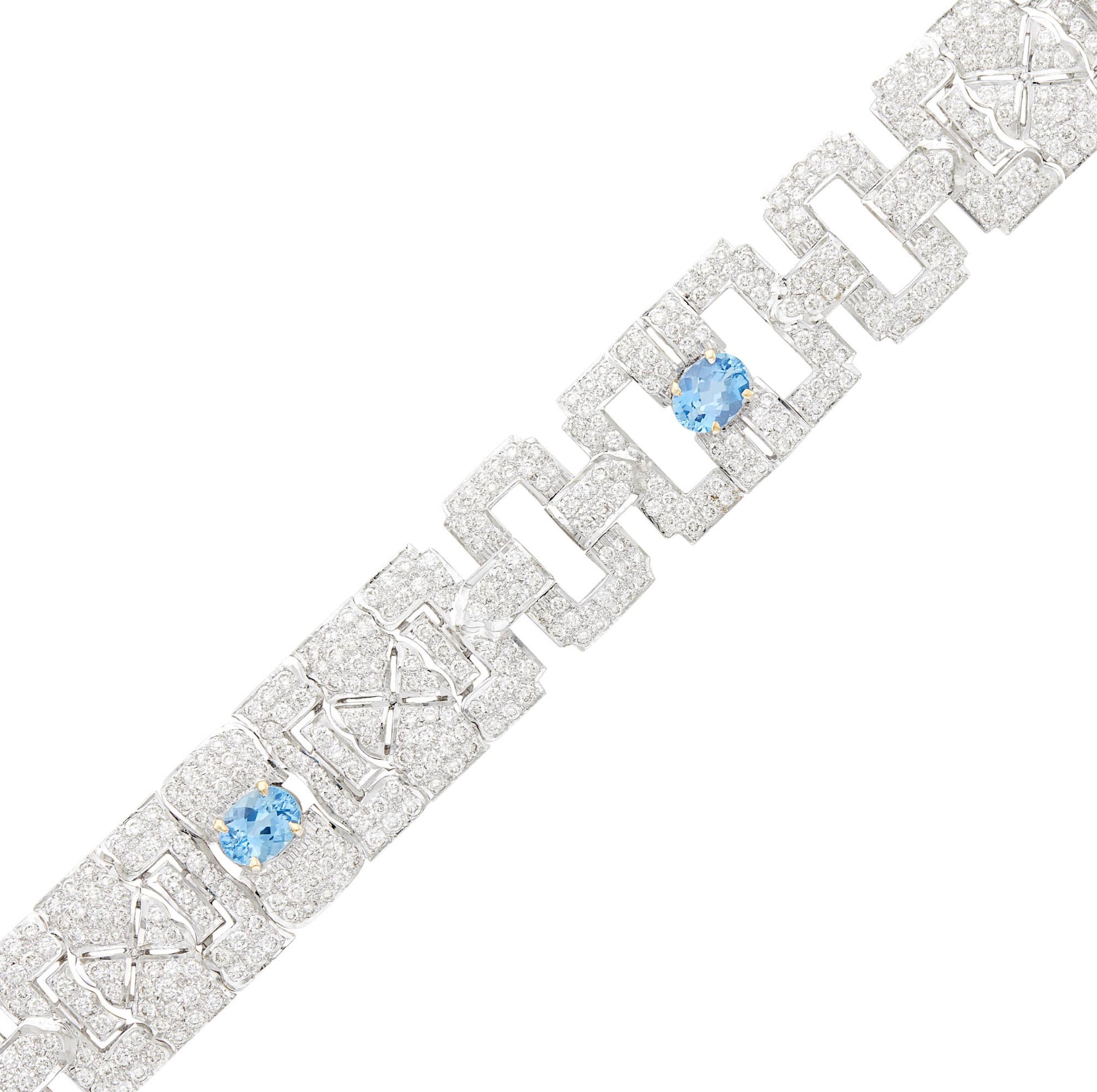 18k White Gold, Aquamarine and Diamond Bracelet