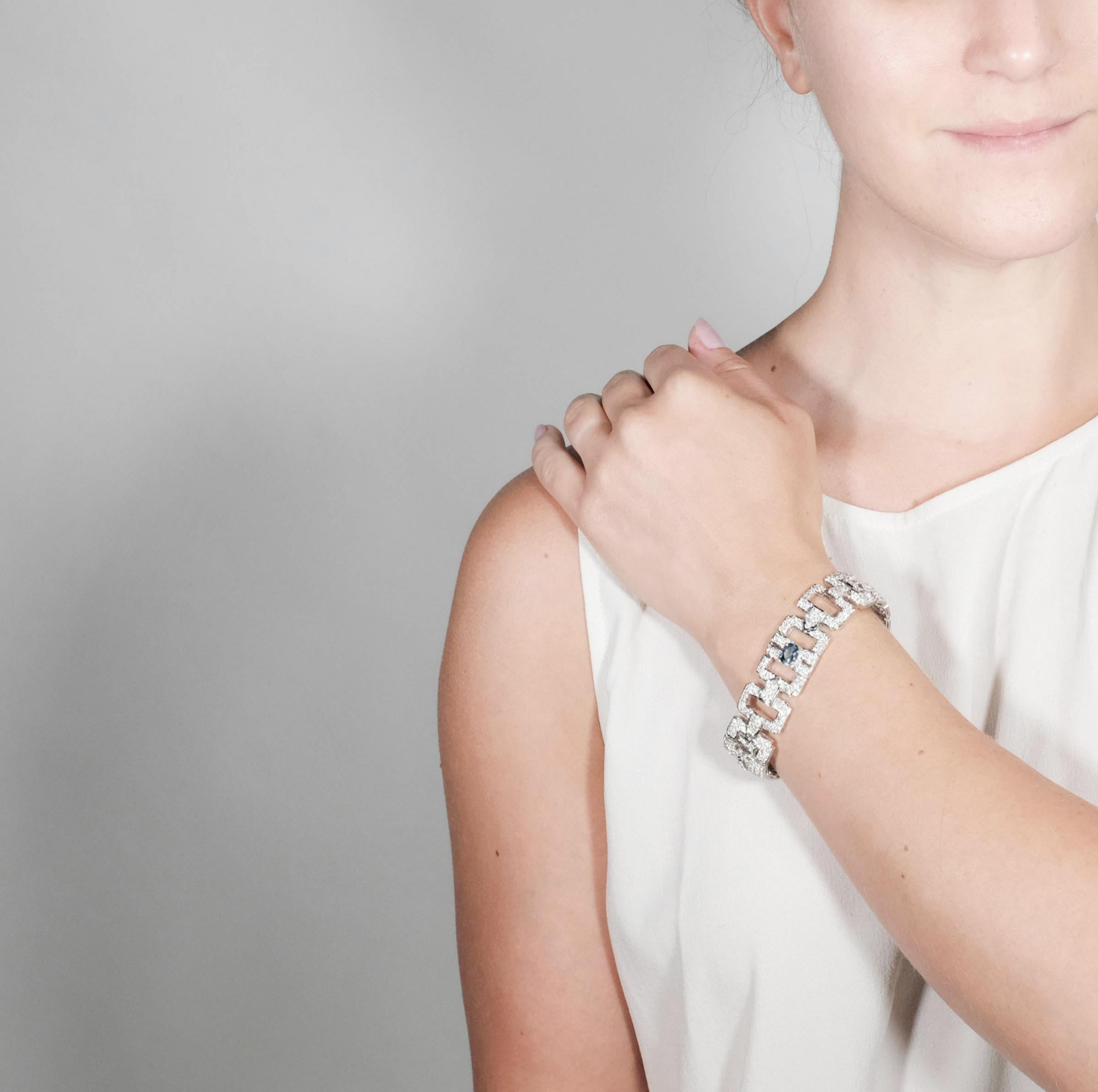 18k White Gold, Aquamarine and Diamond Bracelet