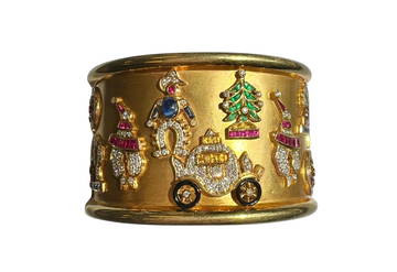 18k Gold Multicolor Gemstones Bangle Bracelet