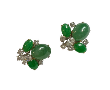 Oscar Heyman Jadeite and Diamonds Clip-on Earrings