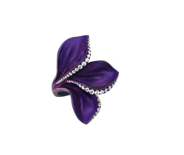 Alexis NY Purple Titanium Diamond Leaf Motif Ring