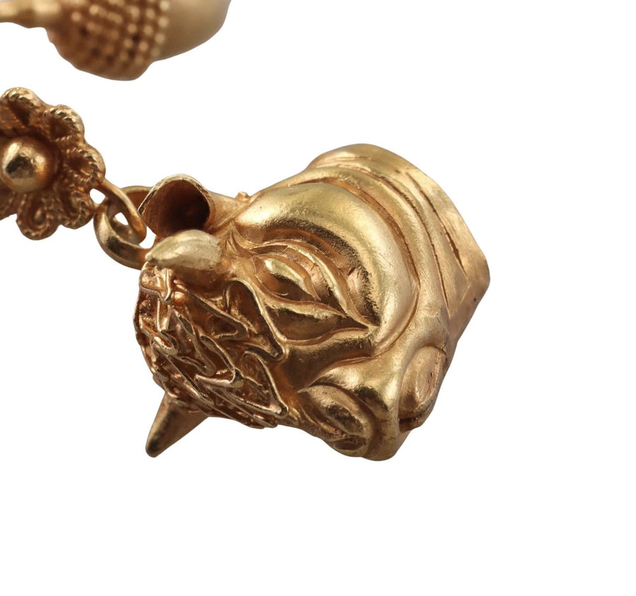 Lalaounis 22k Gold Greece Etruscan Revival Acorn Bull Earrings
