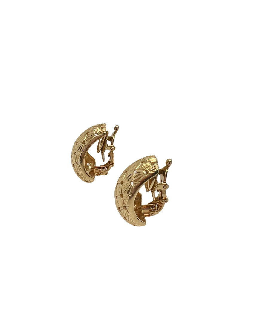 Tiffany & Co Textured 14K Yellow Gold Clip-On Earrings