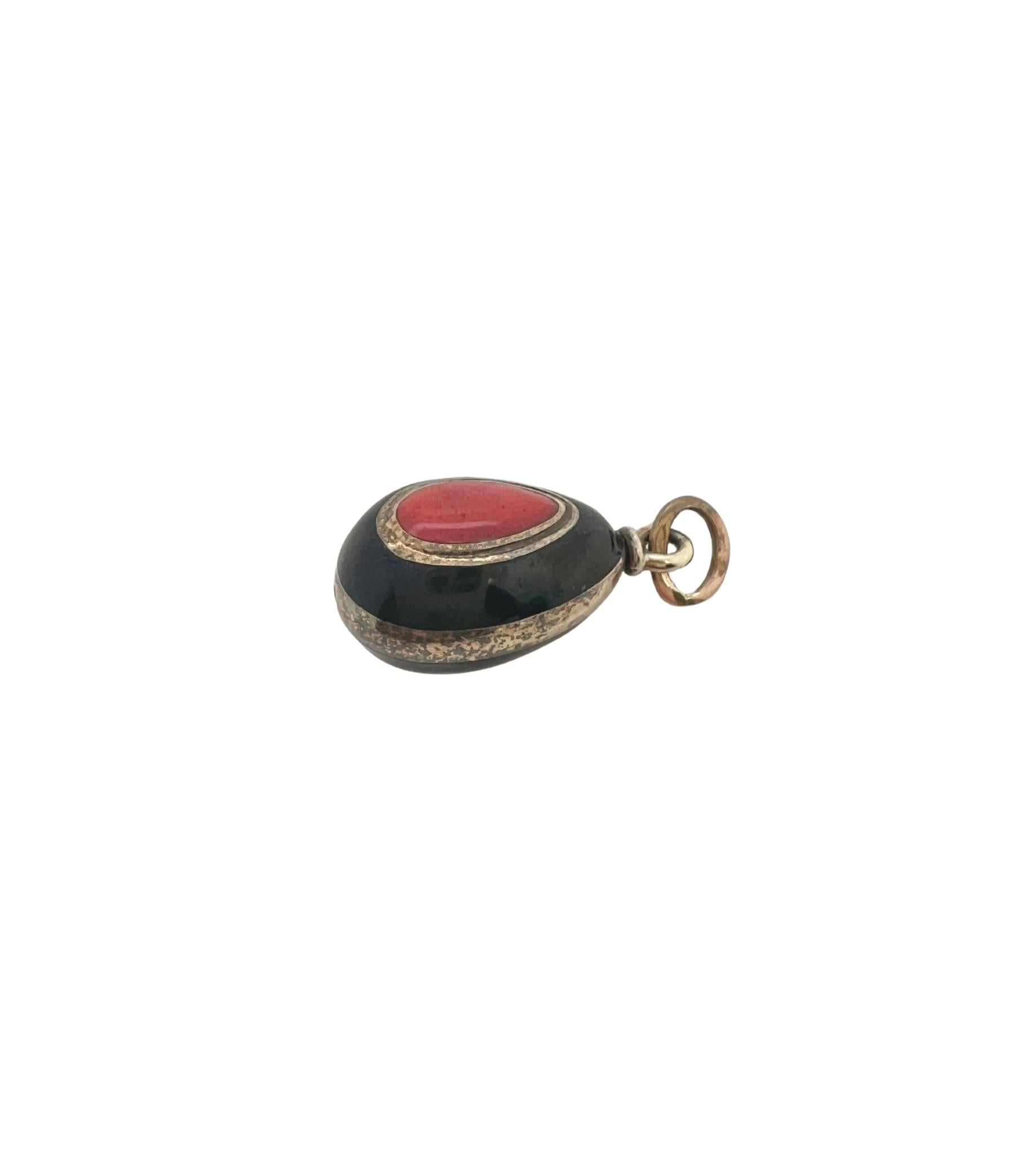 Faberge Antique Purpurin and Enamel Egg Pendant