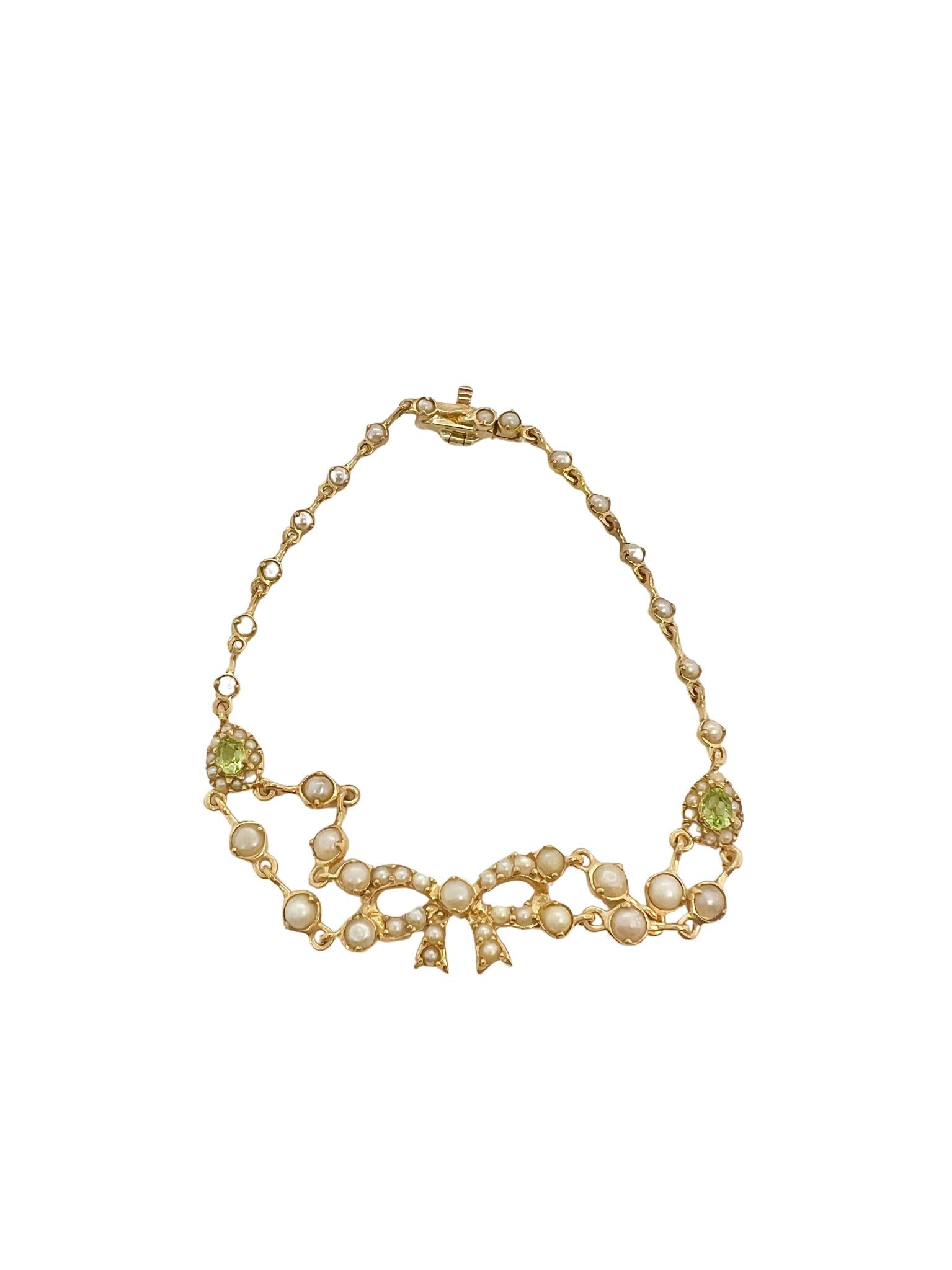 Victorian 18K Yellow Gold Seed Pearl Bracelet