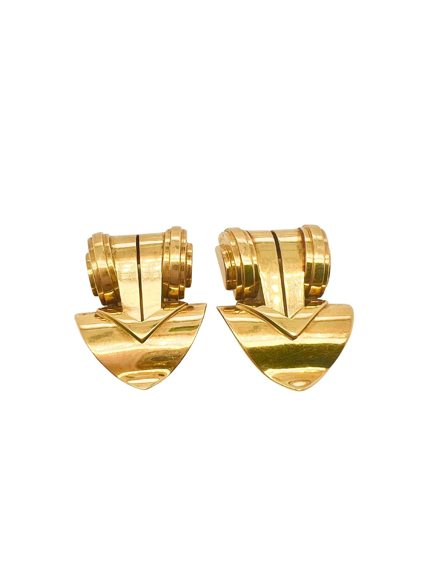 Pair of Tiffany & Co. 14k Gold Clip-Brooches