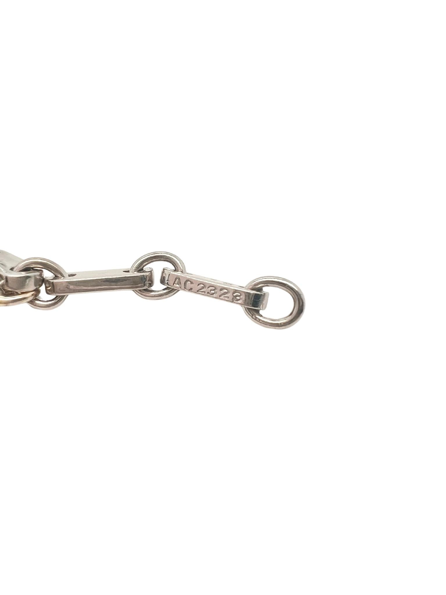 Cartier 18k White Gold Platinum Colored Stone Diamond Charm Bracelet