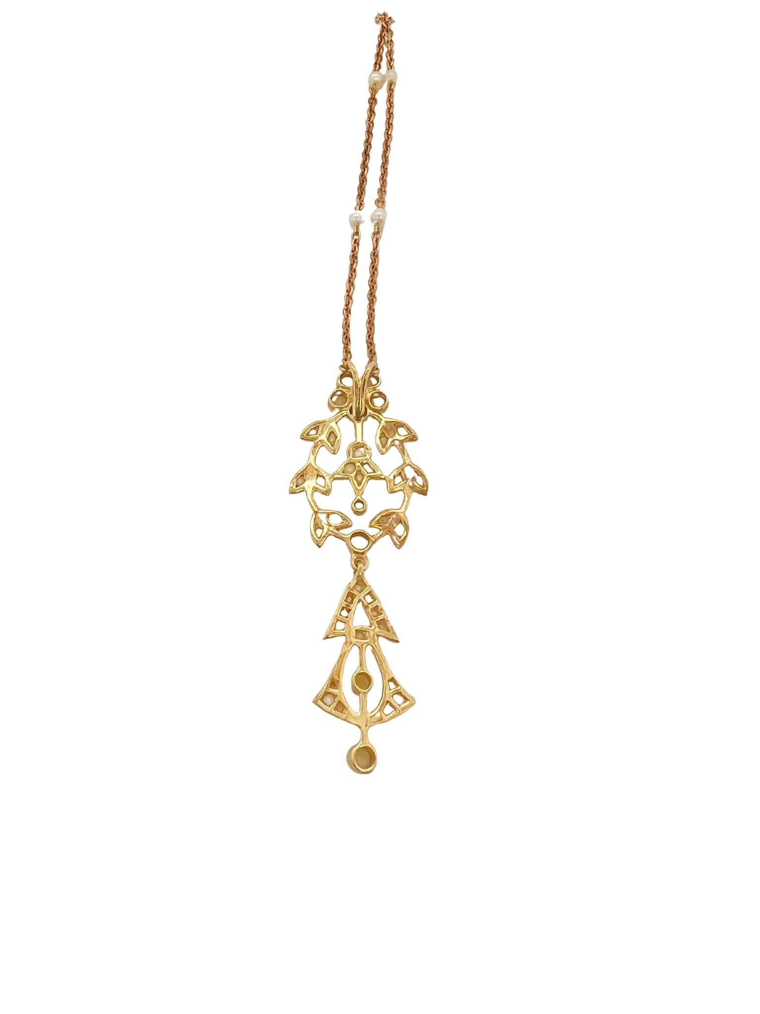 Victorian 18K Yellow Gold and Seed Pearl Necklace