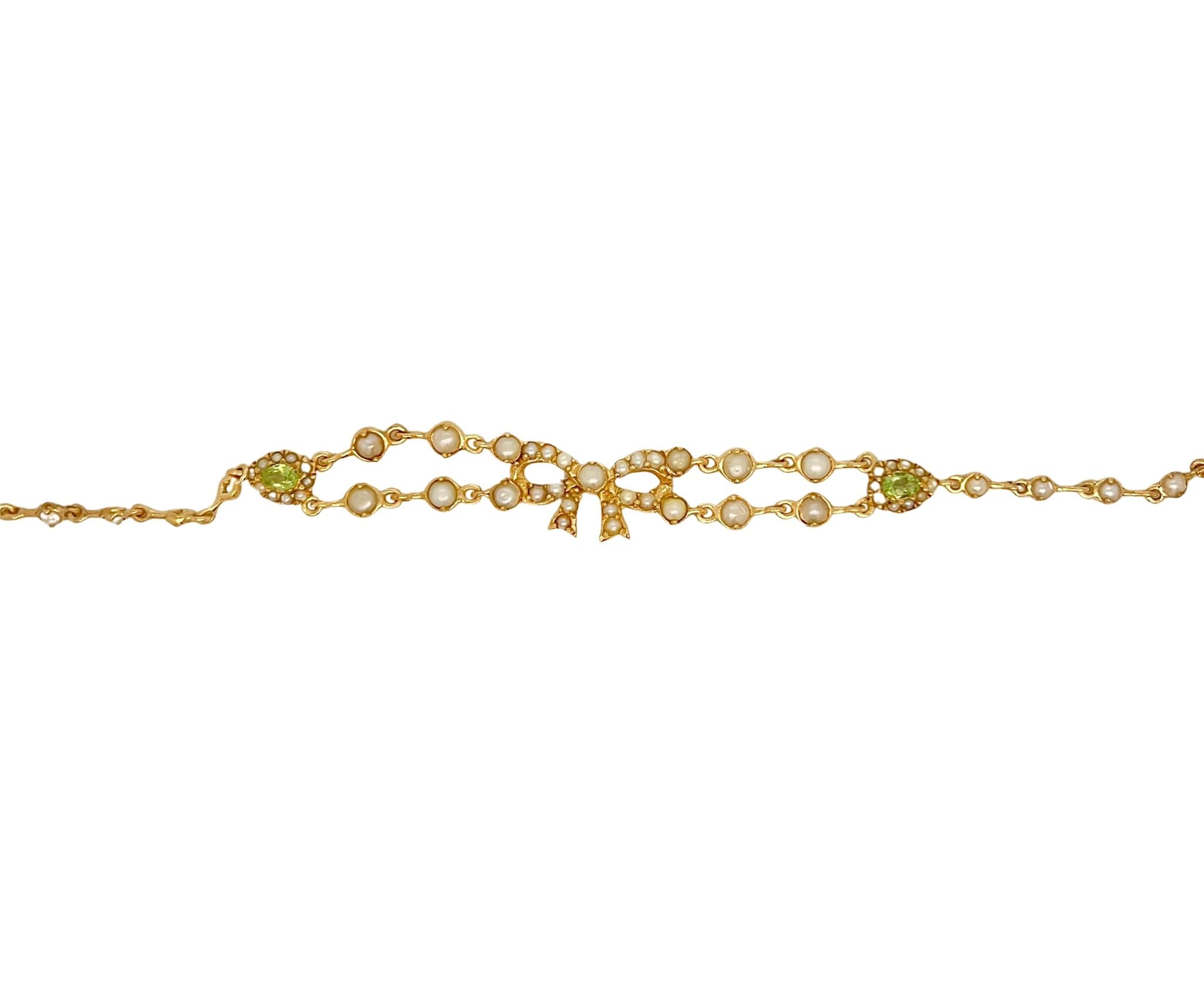 Victorian 18K Yellow Gold Seed Pearl Bracelet