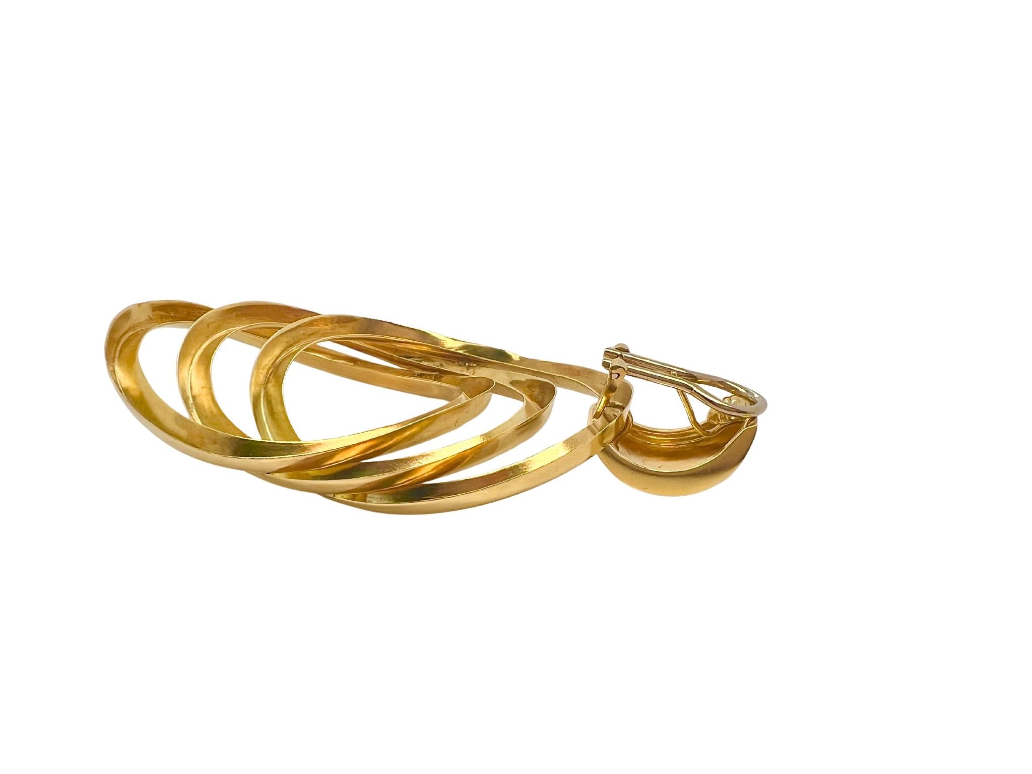Pair of 18k Yellow Gold Oversized Oval Link Pendant Earrings