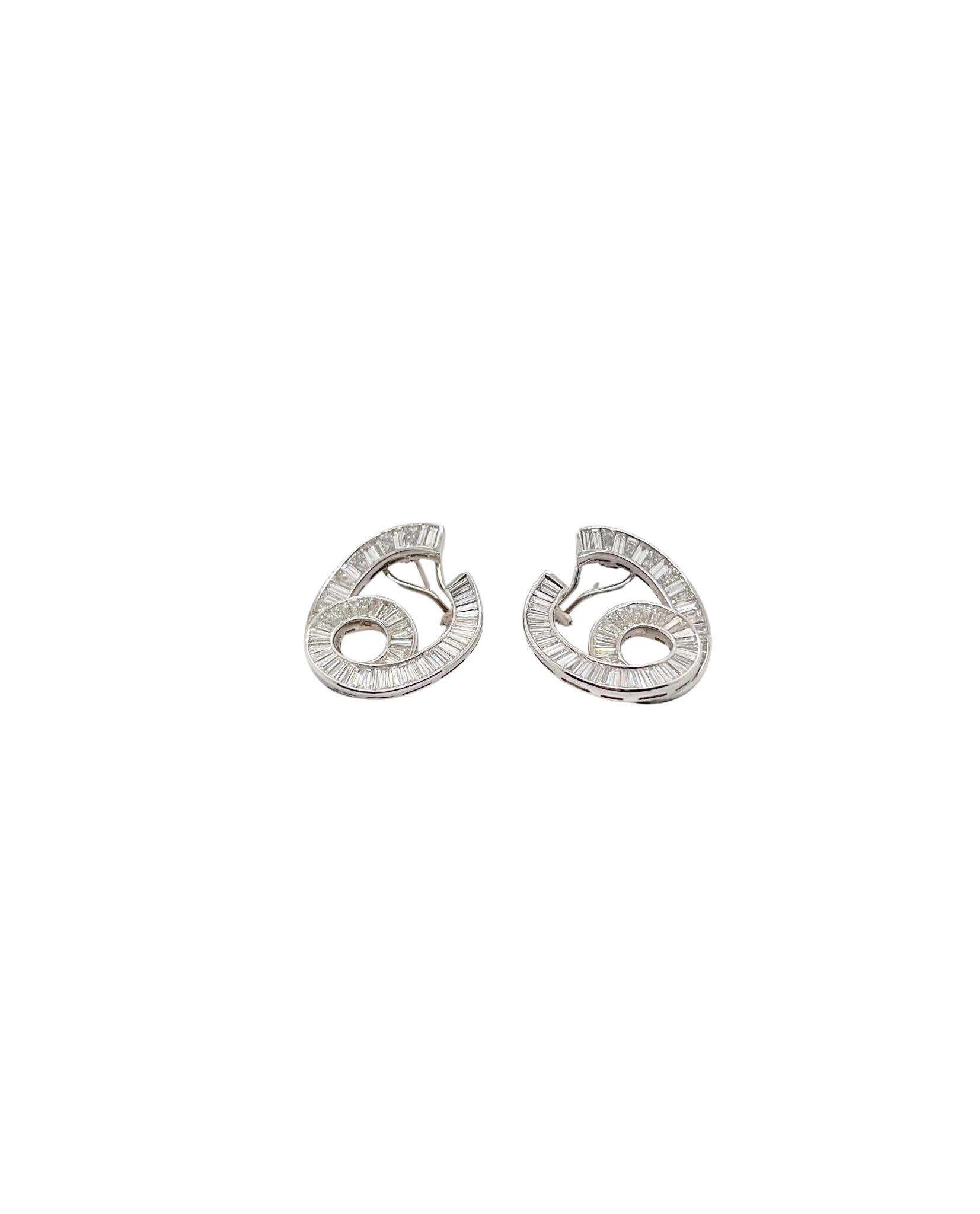 Pair of White Gold and Diamond Earrings