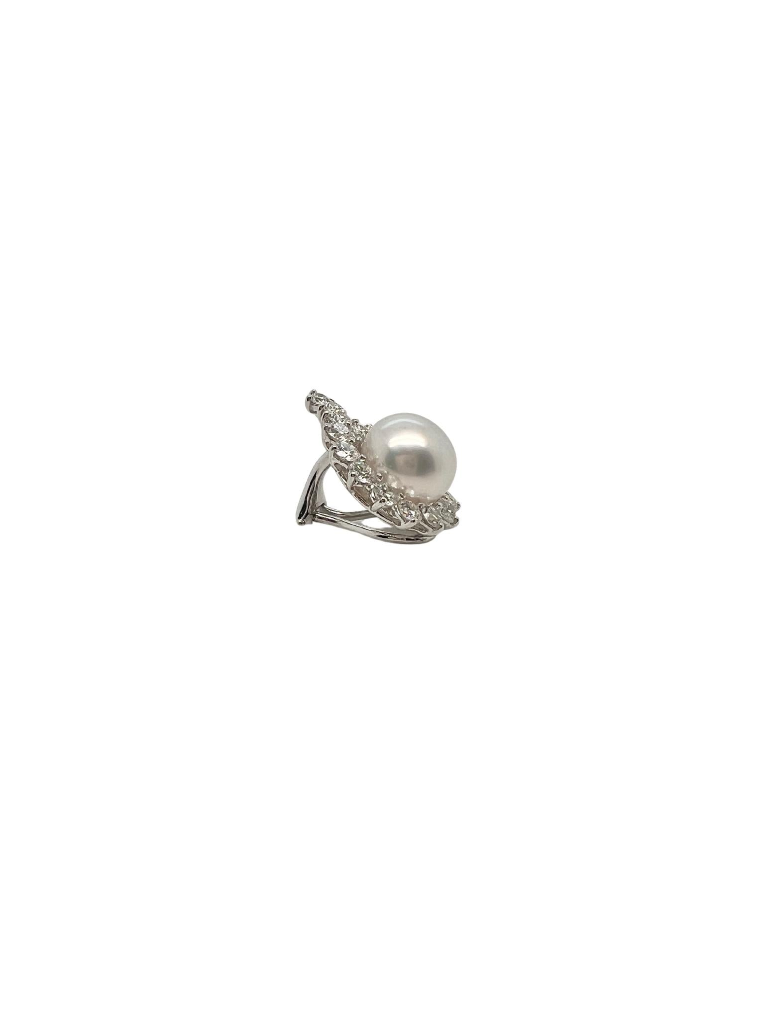Angela Cummings For Assael Platinum, Cultured Pearl and Diamond Earclips