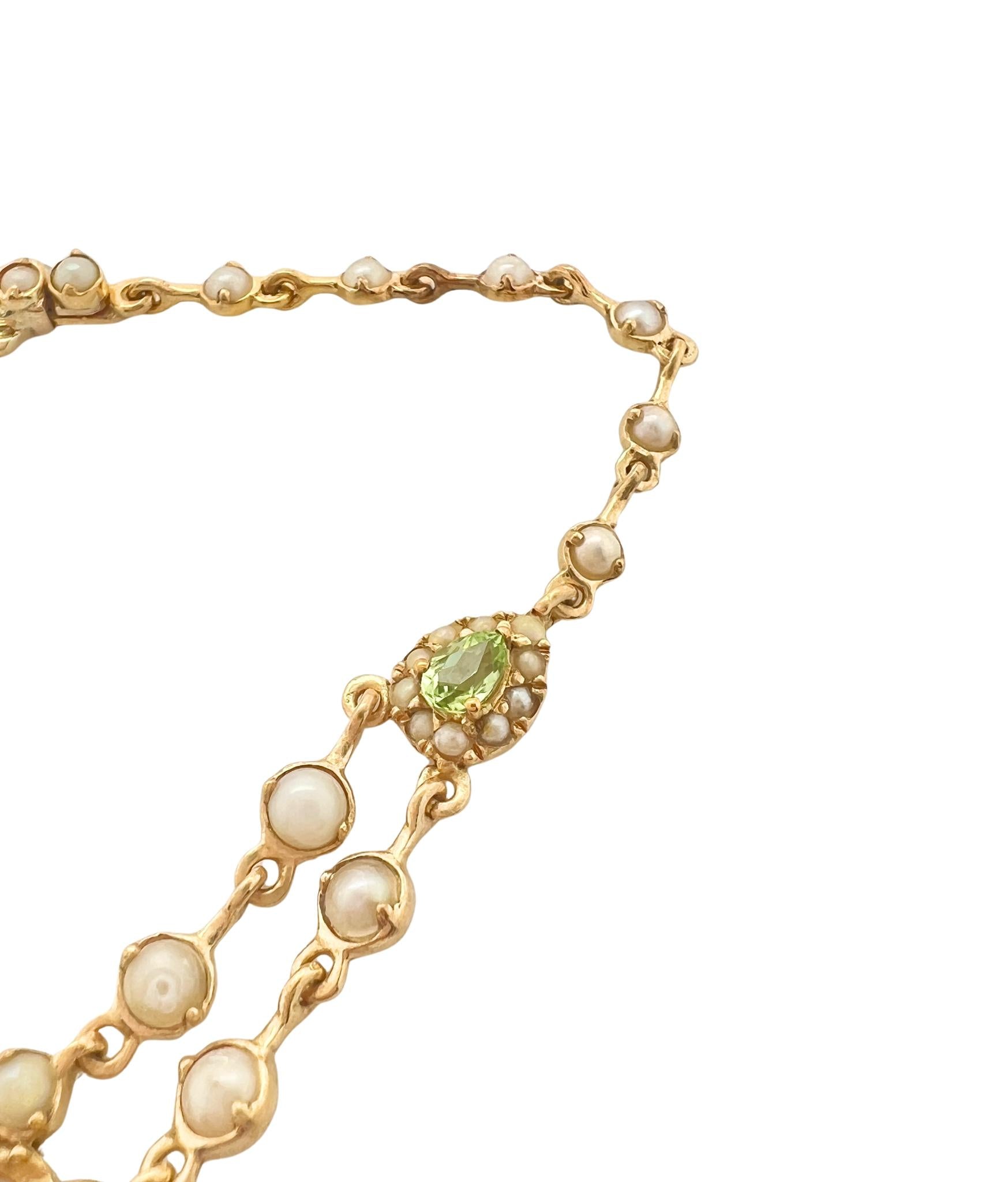 Victorian 18K Yellow Gold Seed Pearl Bracelet
