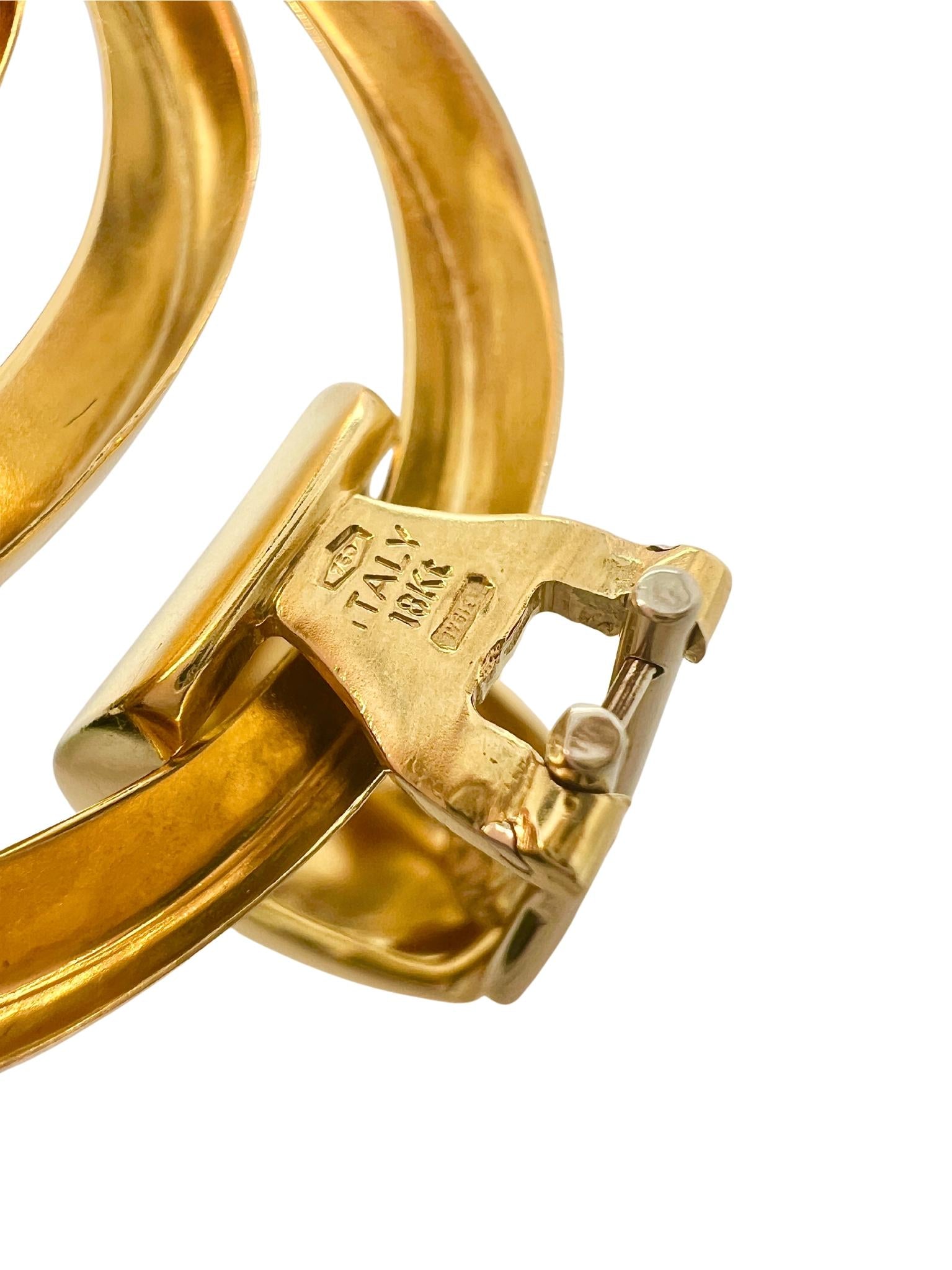 Pair of 18k Yellow Gold Oversized Oval Link Pendant Earrings