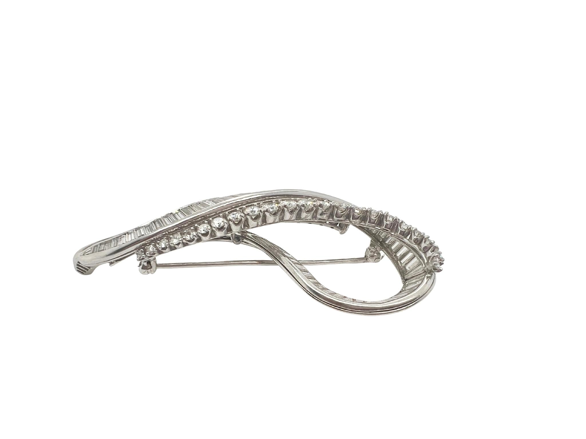 Platinum and Diamond Ribbon Clip-Brooch