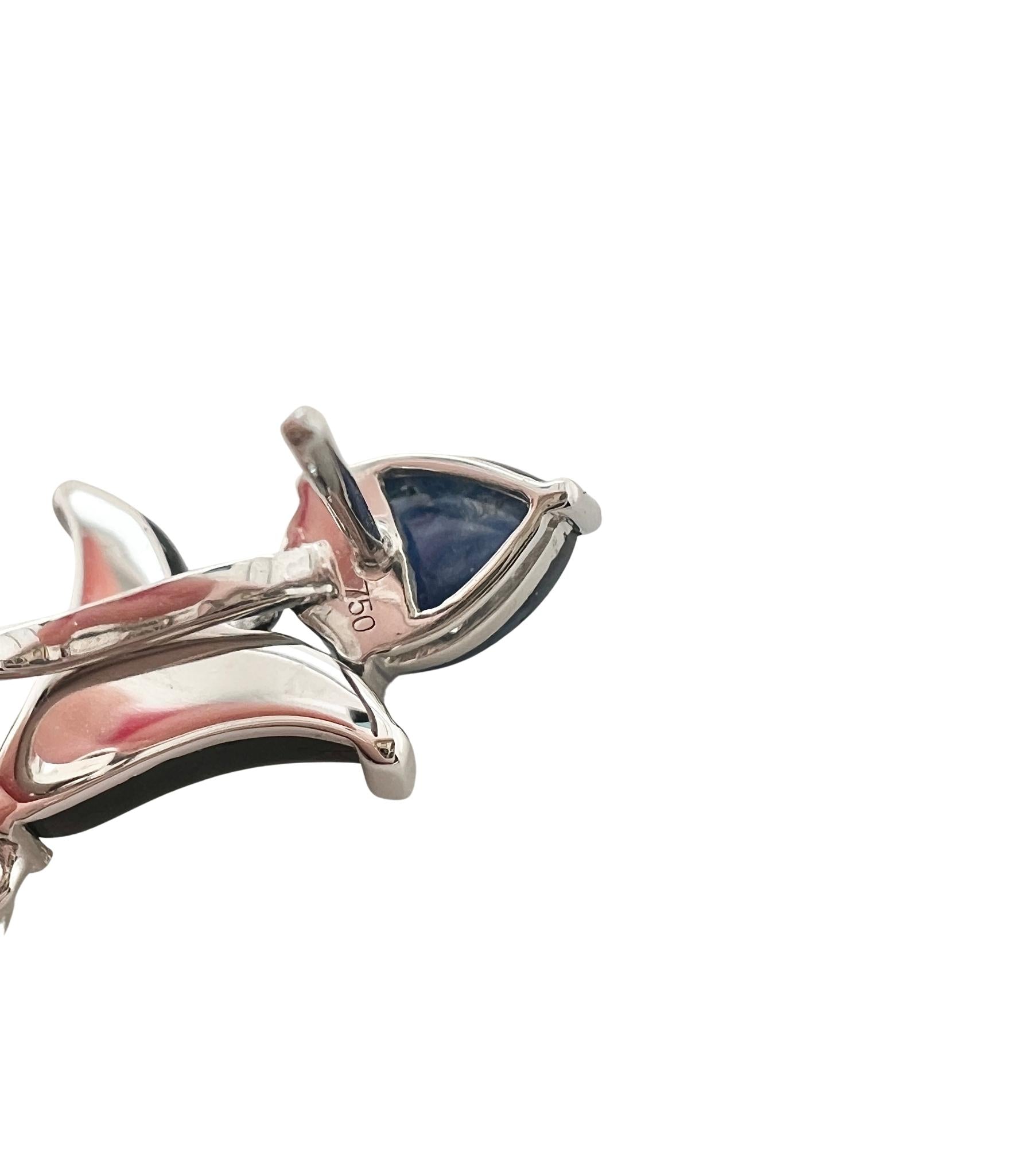 18k White Gold, Agate, Onyx, Sapphire and Diamond Butterfly Wing Earrings