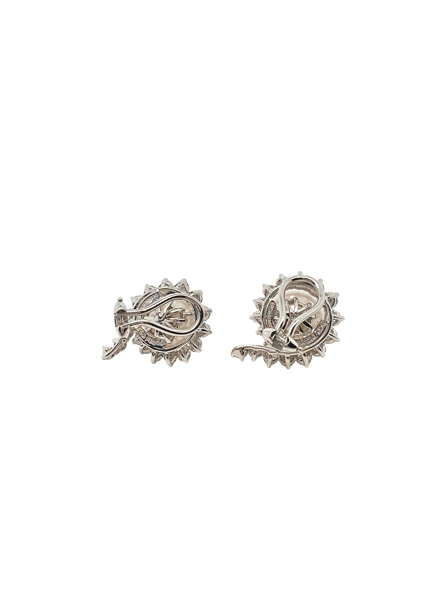 Angela Cummings For Assael Platinum, Cultured Pearl and Diamond Earclips
