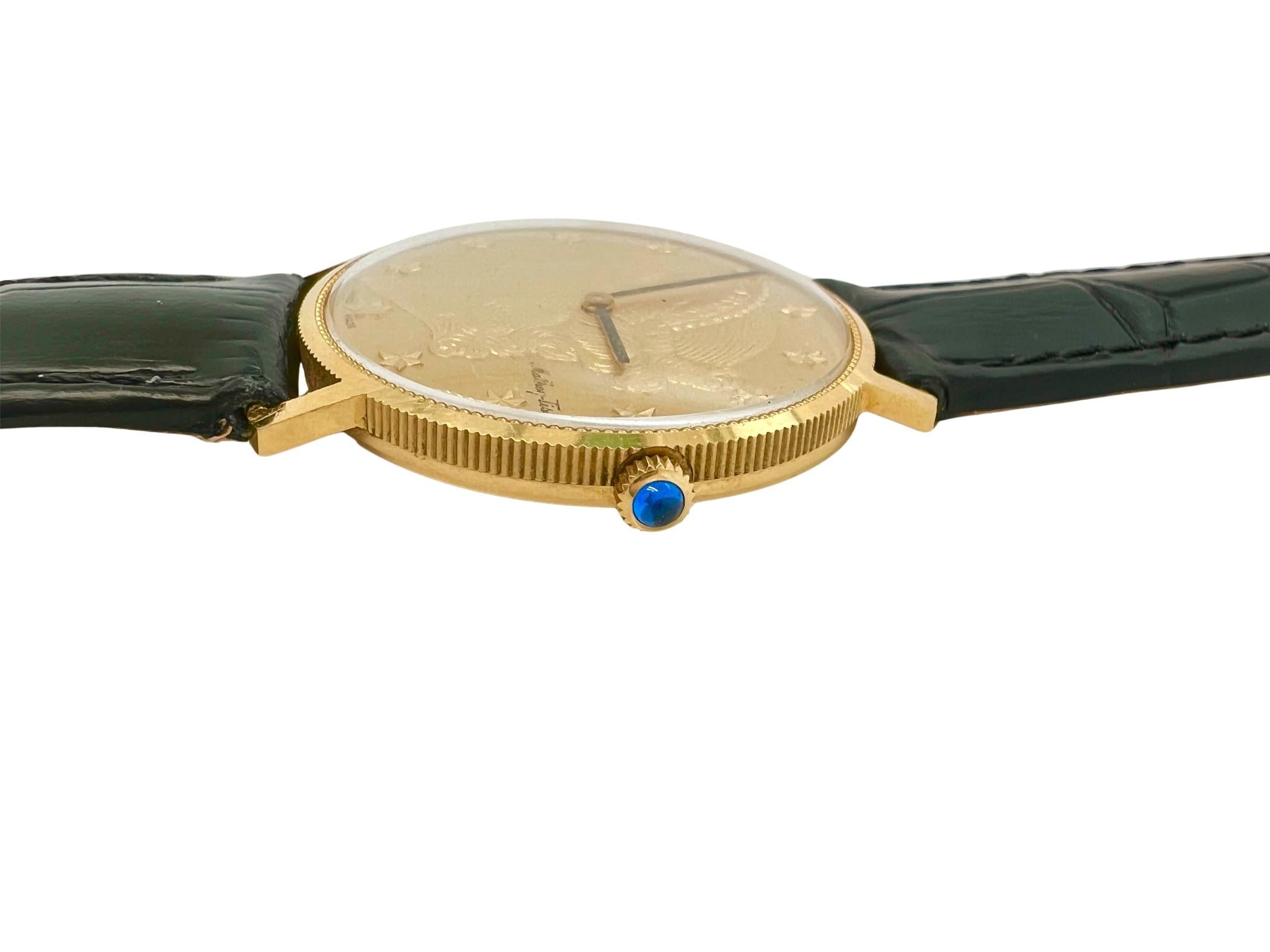 Mathey Tissot 18k Yellow Gold Liberty Coin Watch
