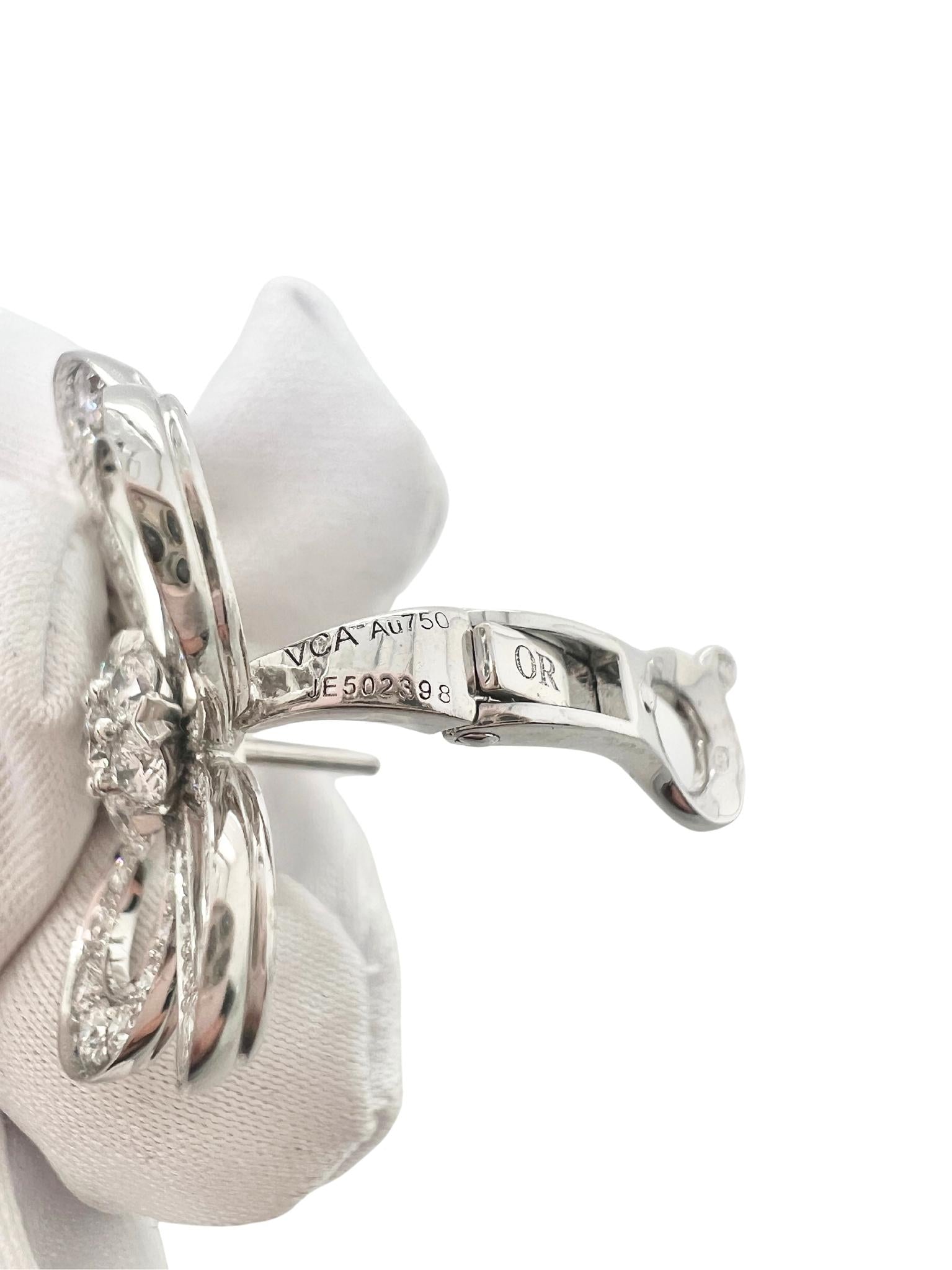 Van Cleef & Arpels 18k White Gold Diamond Flower Earrings