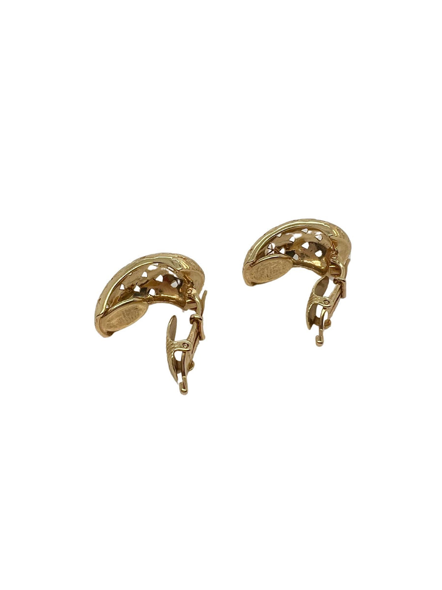Tiffany & Co Textured 14K Yellow Gold Clip-On Earrings