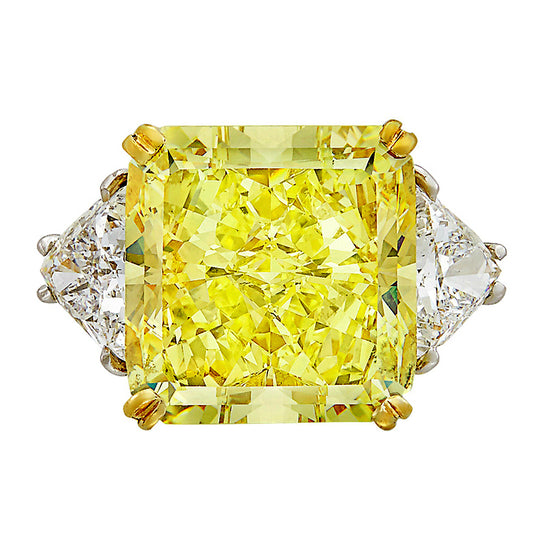 Platinum, Gold, Fancy Yellow Diamond and Diamond Ring