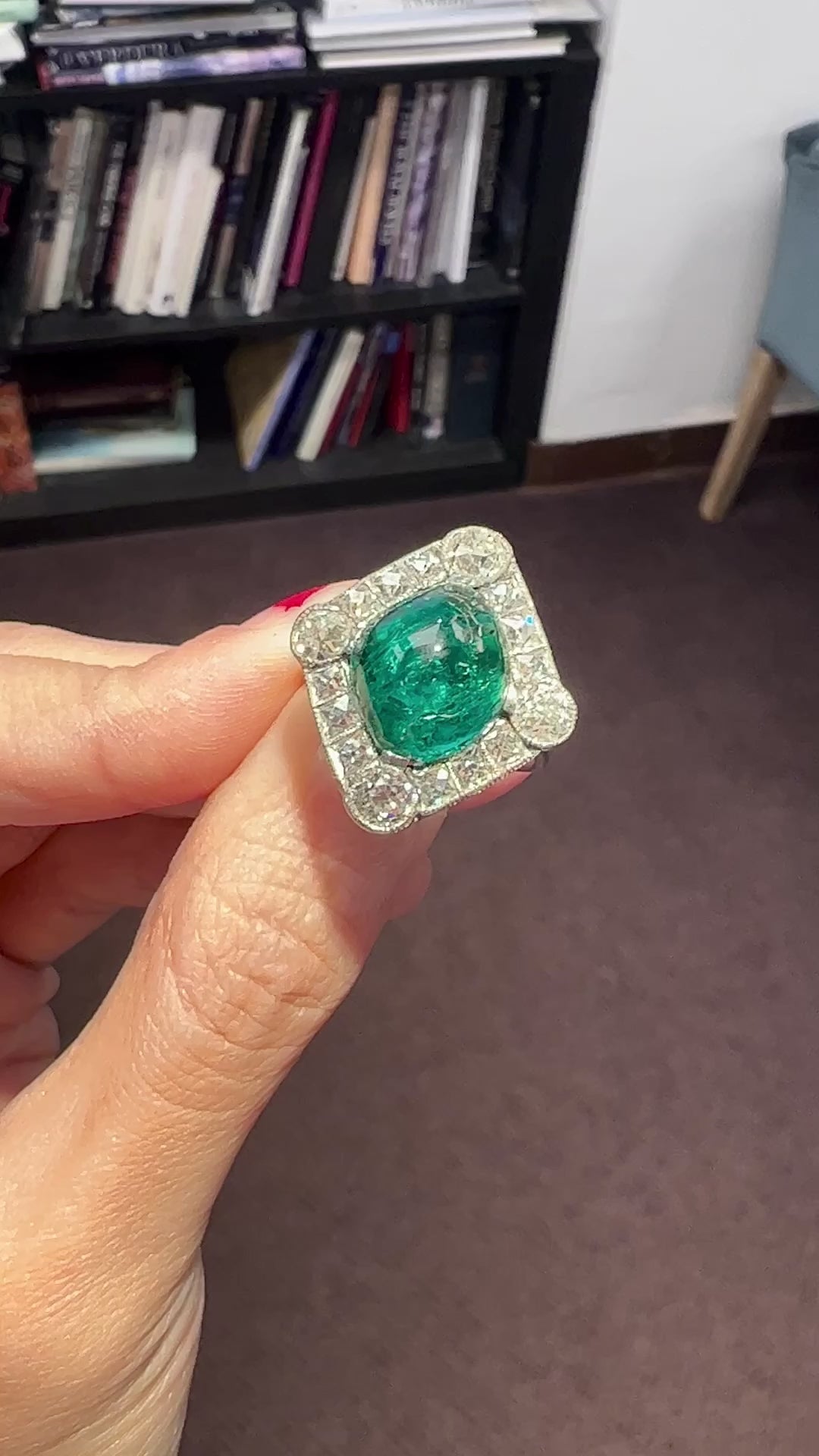 Cartier Platinum Emerald and Diamond Dress Ring