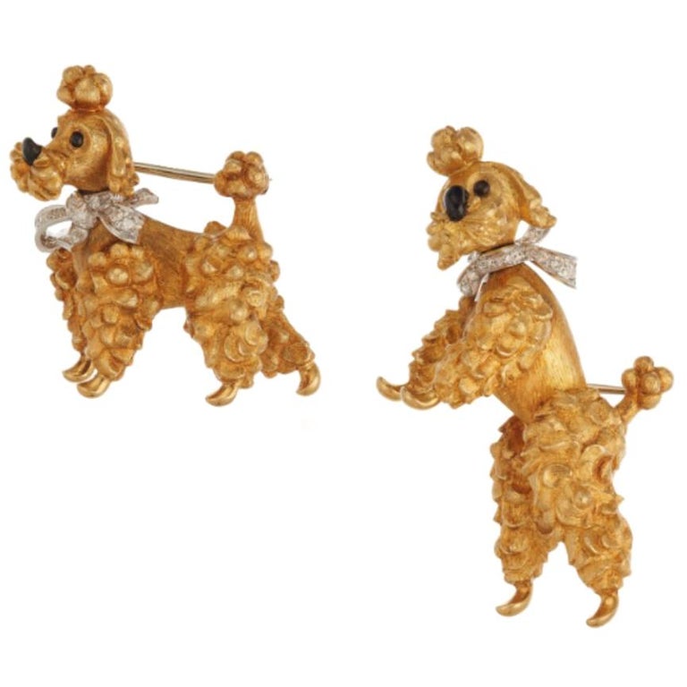 Cartier set of Diamond and Gold Dog Brooches