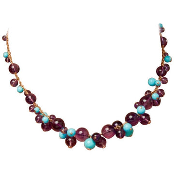 Cartier, France Turquoise, Amethyst and Diamond Necklace