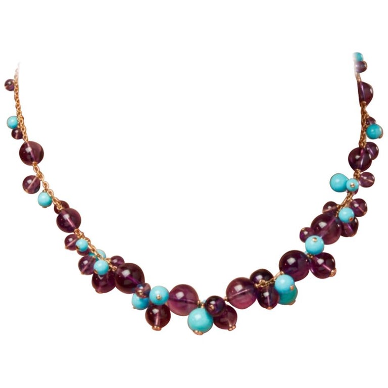 Cartier, France Turquoise, Amethyst and Diamond Necklace